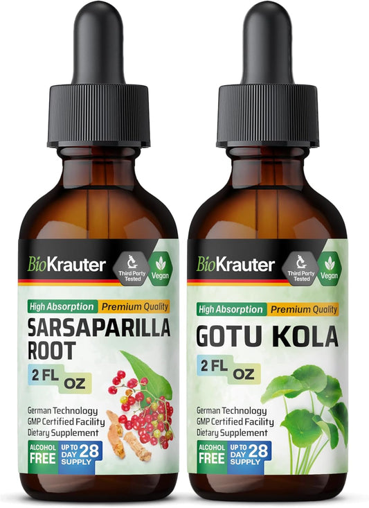 Organic Sarsaparilla and Gotu Kola Tincture Combo Pack - 2 Fl. Oz. Each