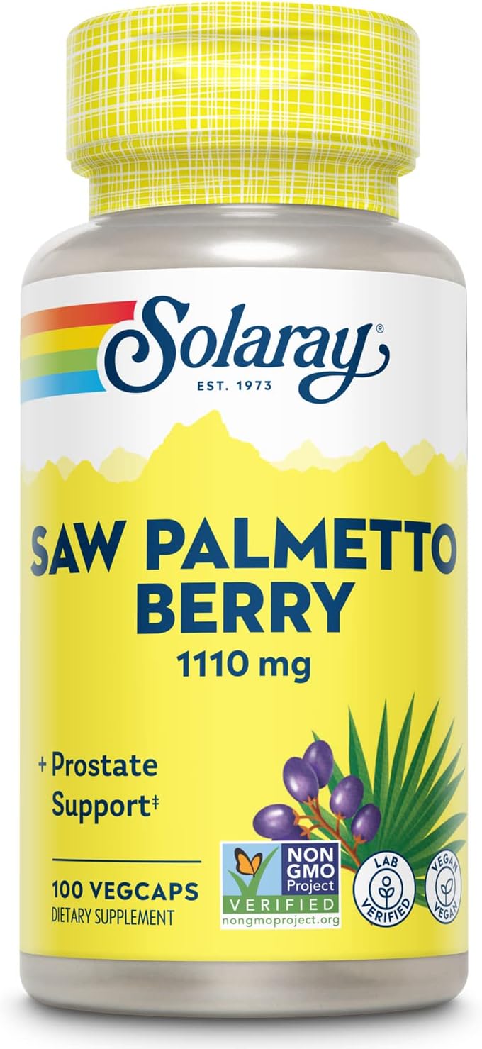 Organic Saw Palmetto Berry 1110mg for Men, Prostate Support with Fatty Acids & Plant Sterols, Non-GMO Vegan 100 VegCaps