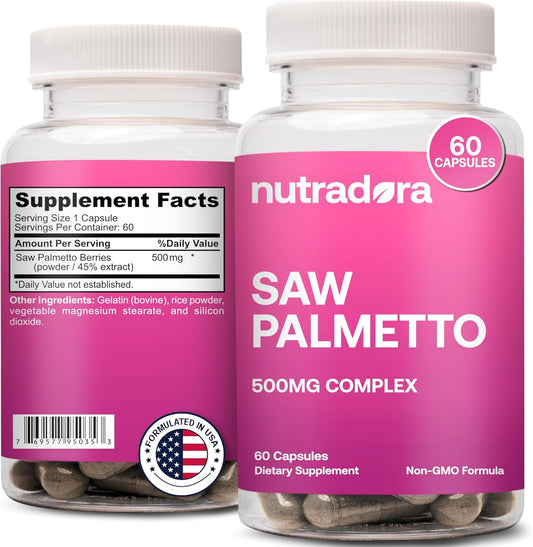 Organic Saw Palmetto Extract Berries Hair Growth Pills for Women - Natural DHT Blocker Supports Hormonal Balance & Urinary Health - 60 Pills