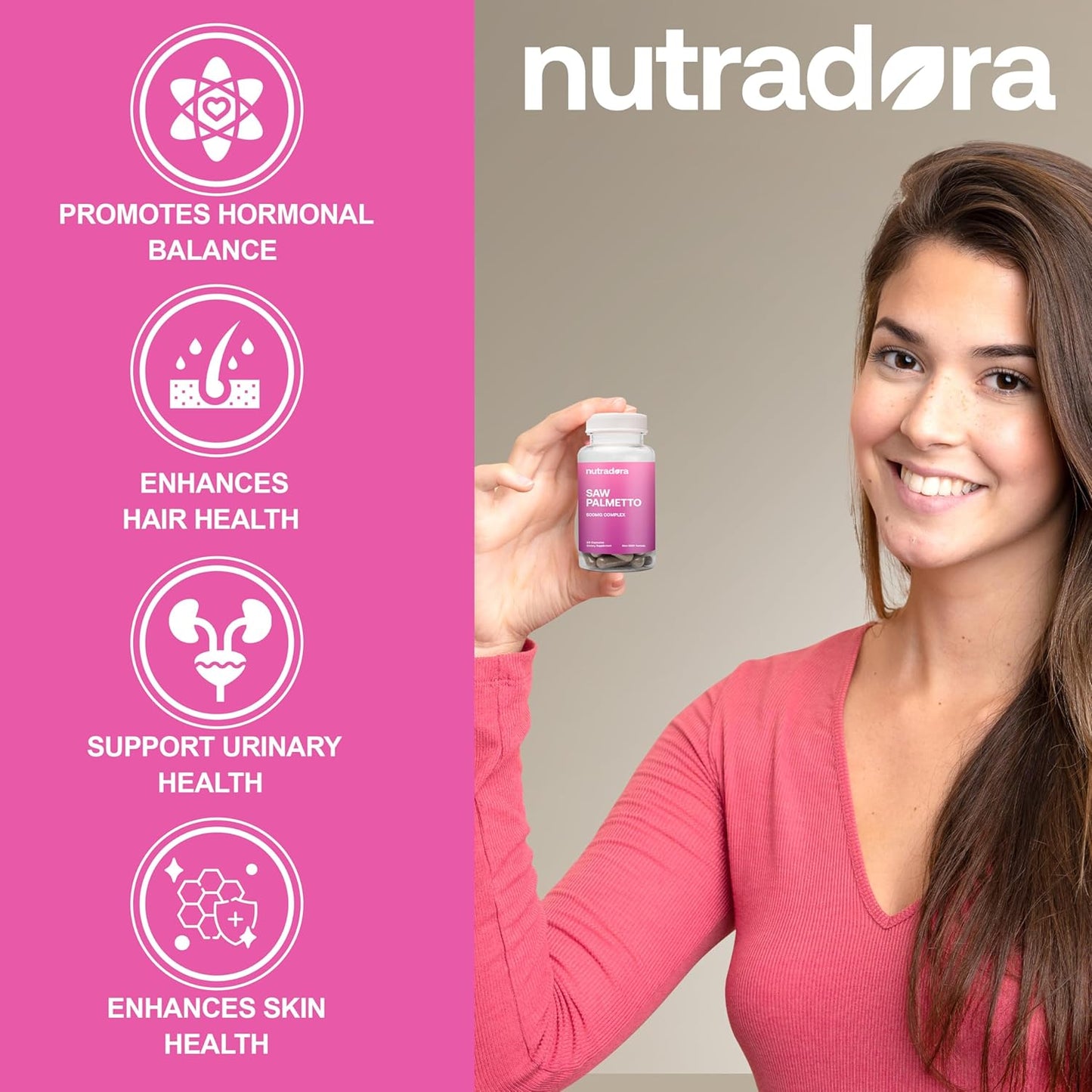 Organic Saw Palmetto Extract Berries Hair Growth Pills for Women - Natural DHT Blocker Supports Hormonal Balance & Urinary Health - 60 Pills