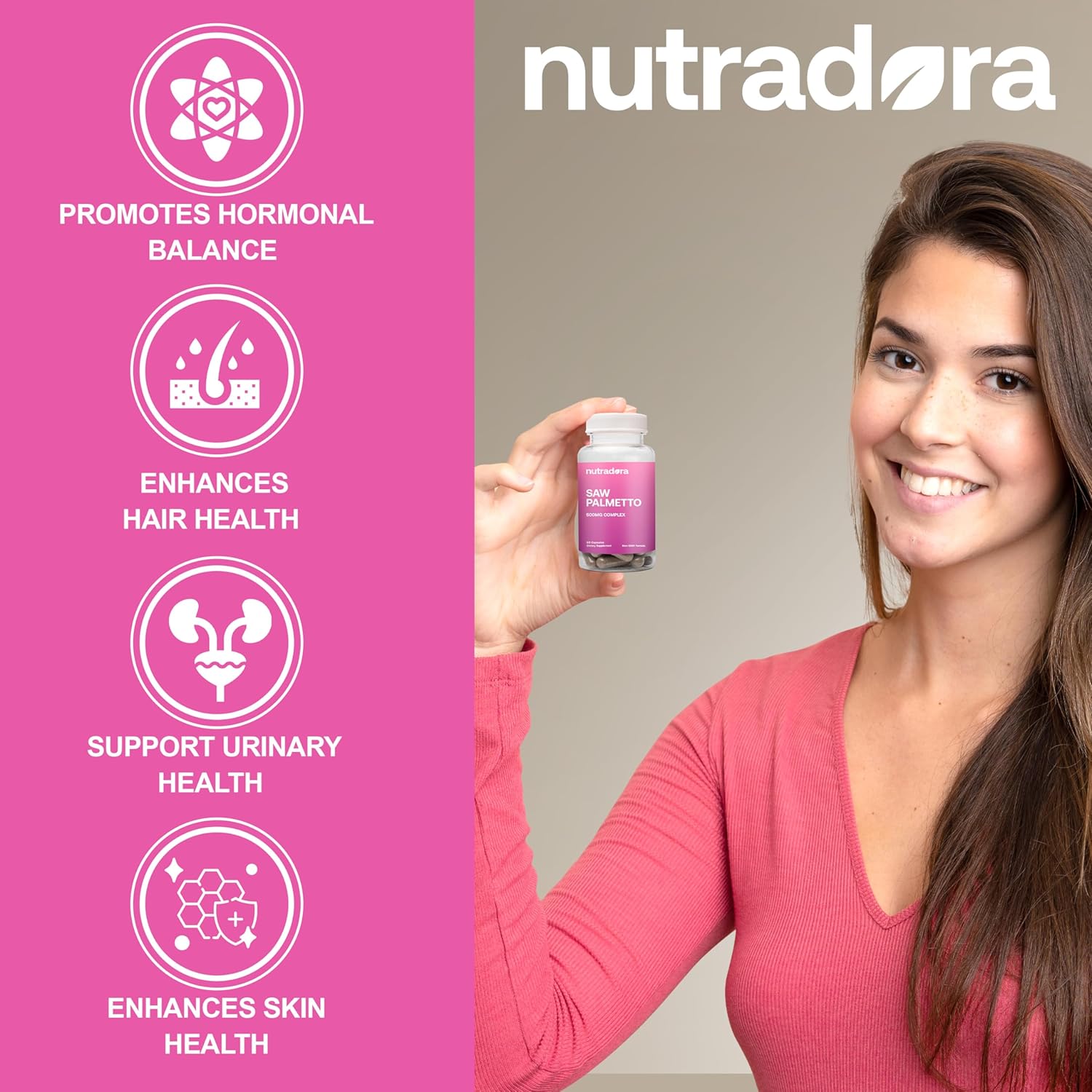 Organic Saw Palmetto Extract Berries Hair Growth Pills for Women - Natural DHT Blocker Supports Hormonal Balance & Urinary Health - 60 Pills