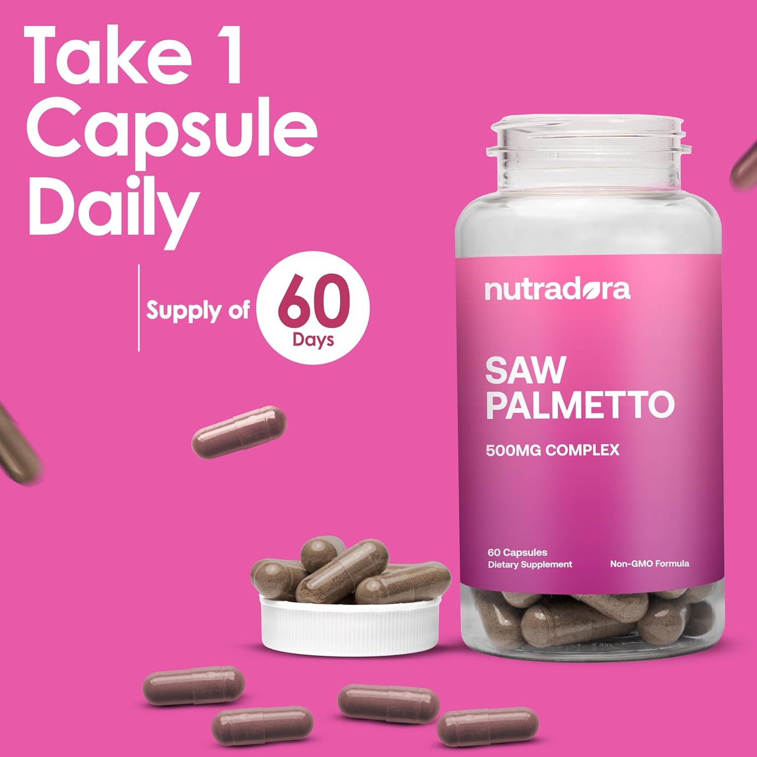 Organic Saw Palmetto Extract Berries Hair Growth Pills for Women - Natural DHT Blocker Supports Hormonal Balance & Urinary Health - 60 Pills