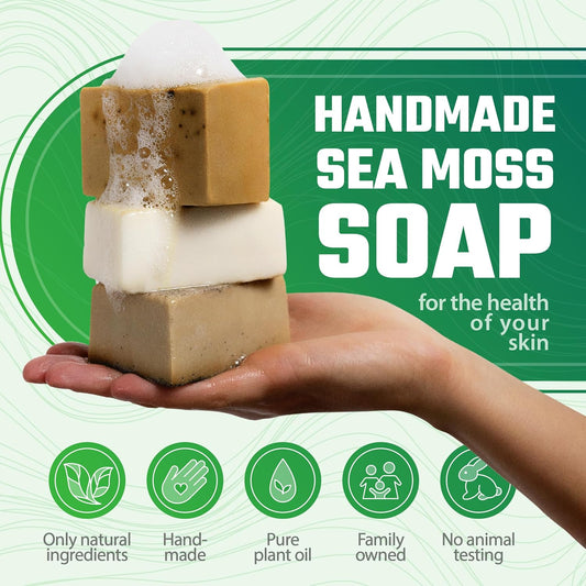 Organic Sea Moss Soap with Green Tea Matcha, Aloe, Bergamot, and Strawberry Sea Moss Gel