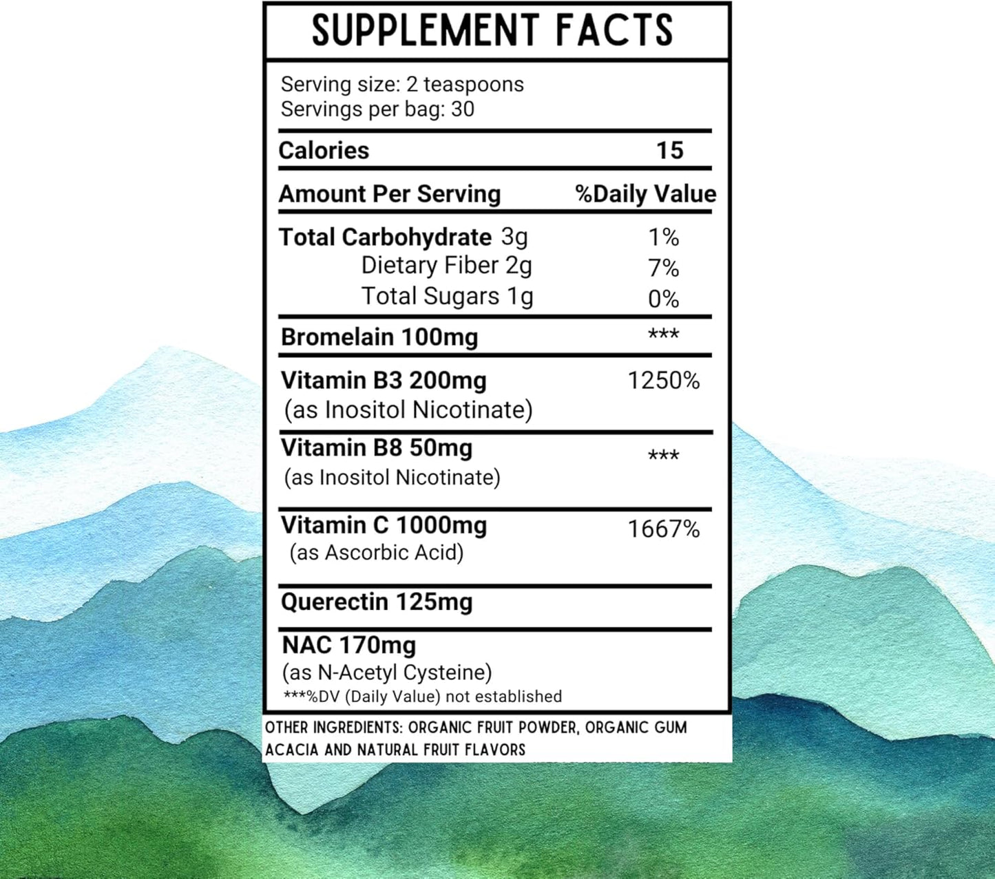 Organic Seasonal Defense Supplement with Bromelain, Vitamin B3, C, Quercetin, NAC - Fruit Punch Flavor - 30 Servings