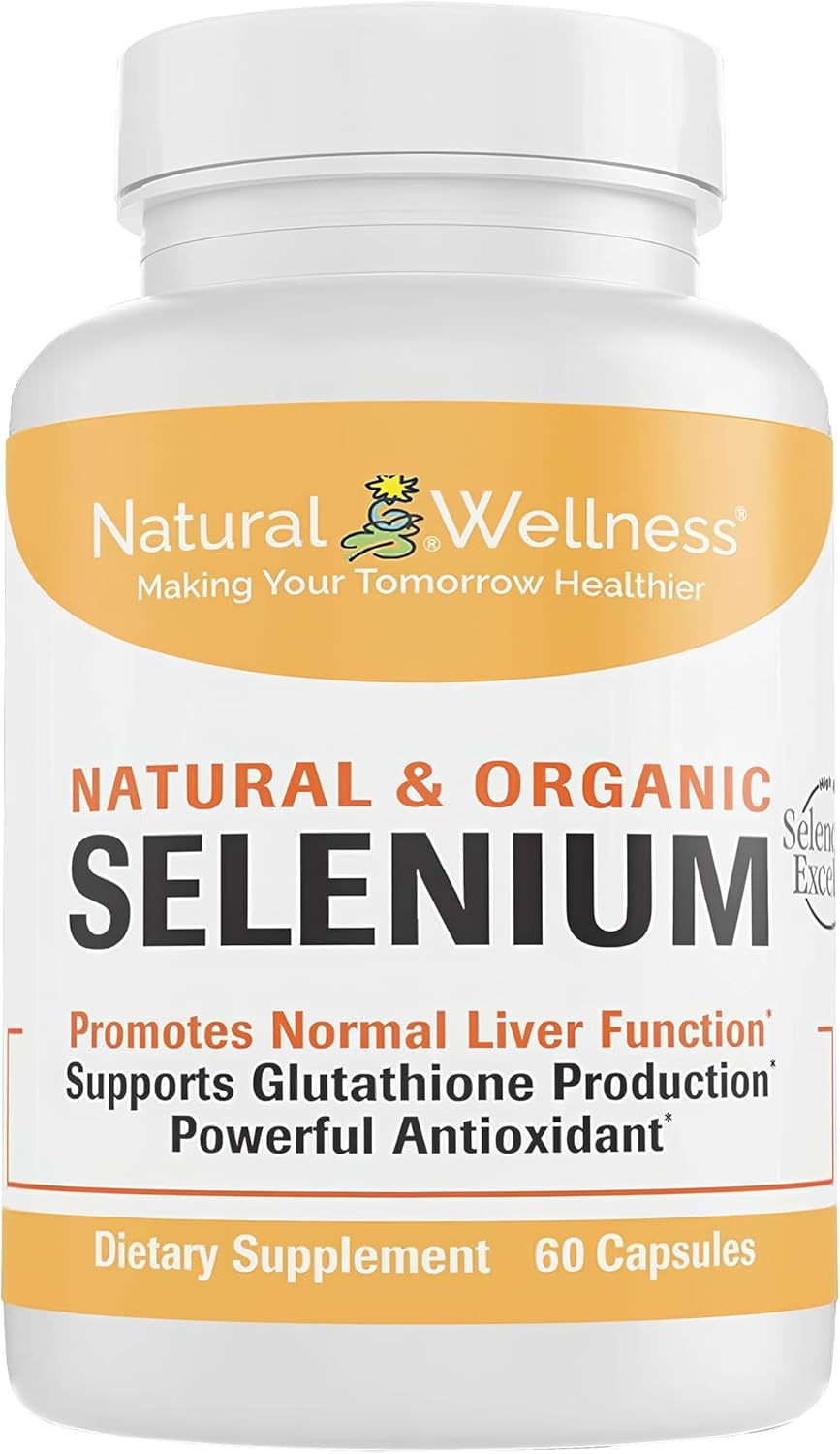 Organic Selenium 200 mcg Capsules for Antioxidant, Thyroid, and Metabolism Support - 60 Day Supply