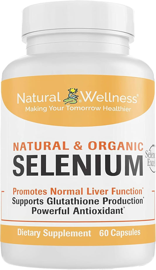 Organic Selenium 200 mcg Capsules for Antioxidant, Thyroid, and Metabolism Support - 60 Day Supply