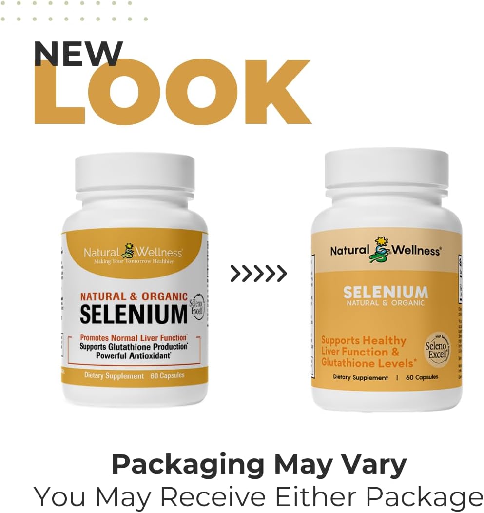 Organic Selenium 200 mcg Capsules for Antioxidant, Thyroid, and Metabolism Support - 60 Day Supply