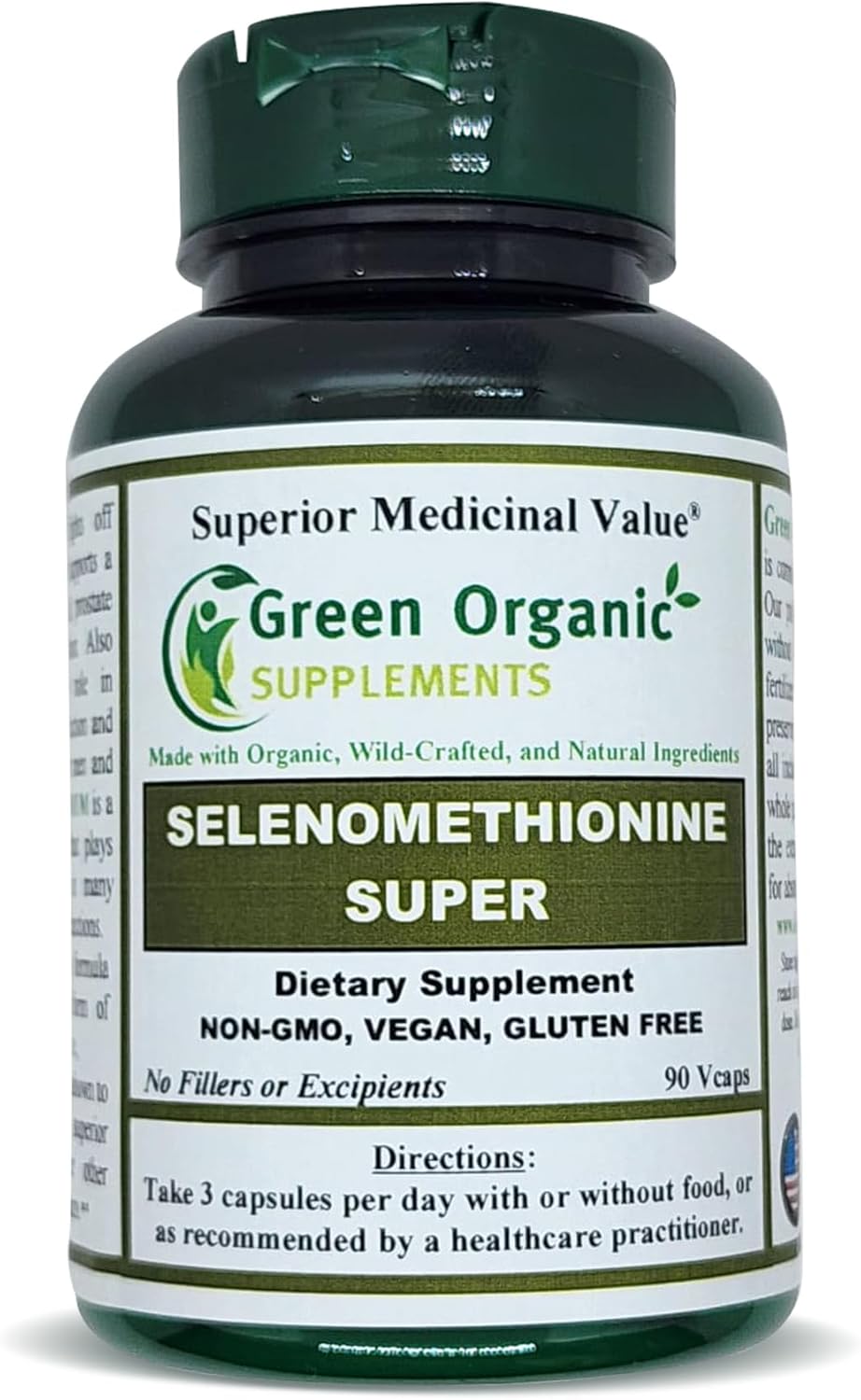 Organic Selenium Supplement with Seleno-Methionine, 90 VCaps - High Absorption, Non-GMO, Gluten-Free