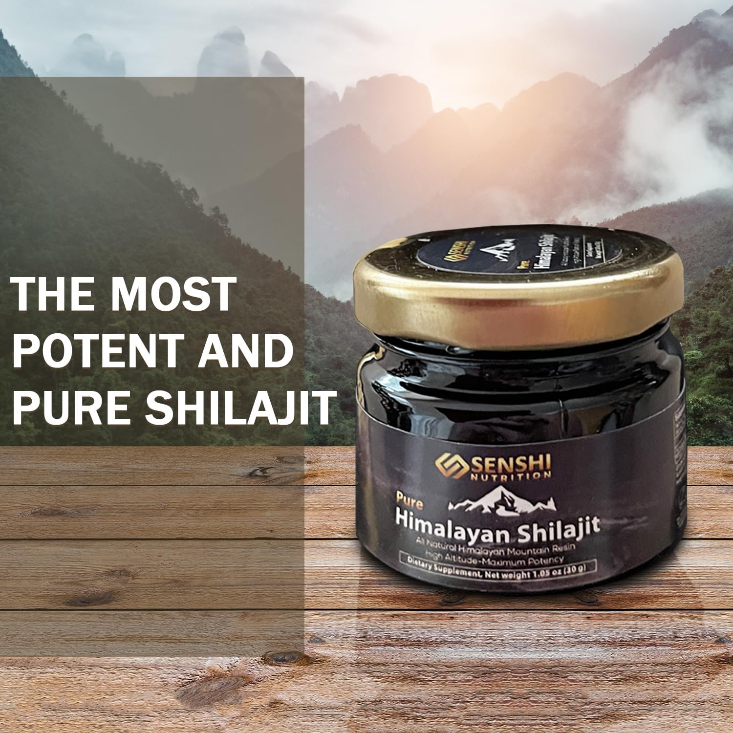 Organic Senshi Nutrition Shilajit Resin - High Altitude Himalayan Mountain Extract with Fulvic Acid - 100% Pure, 85+ Trace Minerals - 1 oz with Free Spoon
