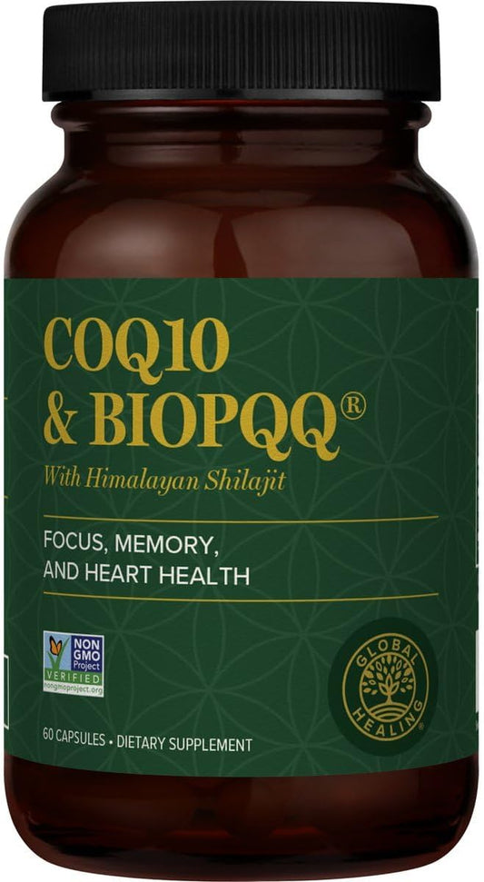 Organic Shilajit CoQ10 & BioPQQ: Heart & Brain Health Antioxidant Support - Energy Optimizer for Men & Women - 150mg, 60 Capsules