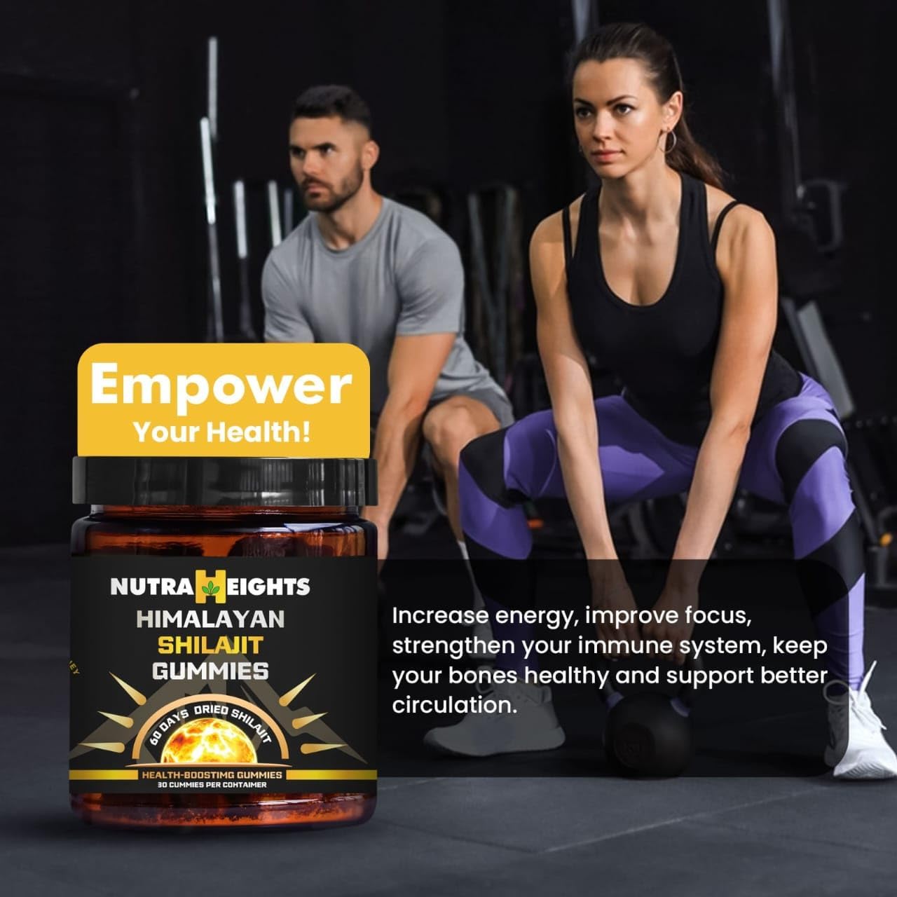 Organic Shilajit Gummies with Manuka Honey - Orange Flavor | Cane Sugar-Free for Heart & Brain Support | 30 Gummies with Fulvic & Humic Acids