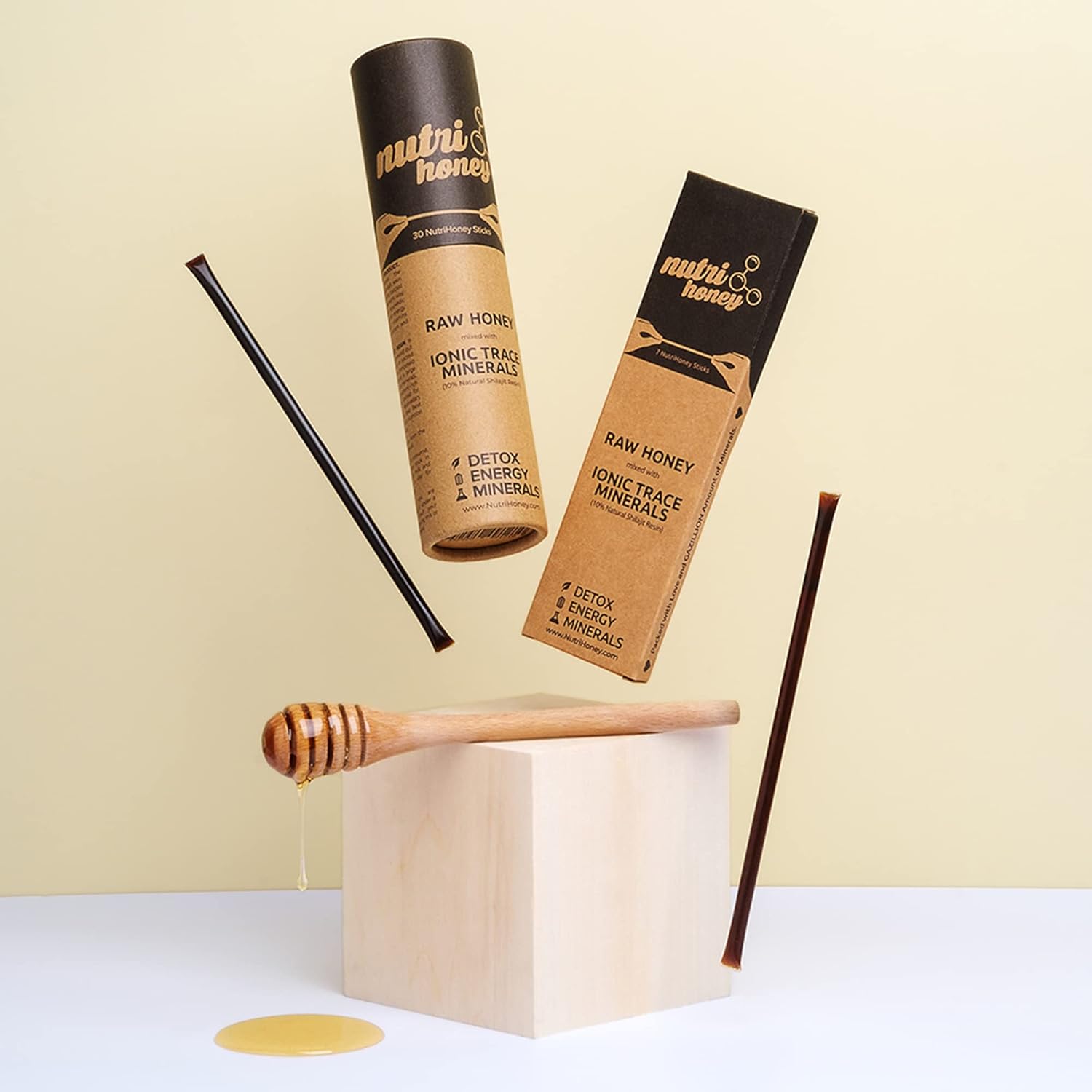 Organic Shilajit Honey Sticks - Raw Honey Infused with Shilajit Resin, Fulvic Acid & Trace Minerals for Energy, Immunity & Vitality - 30 Sticks