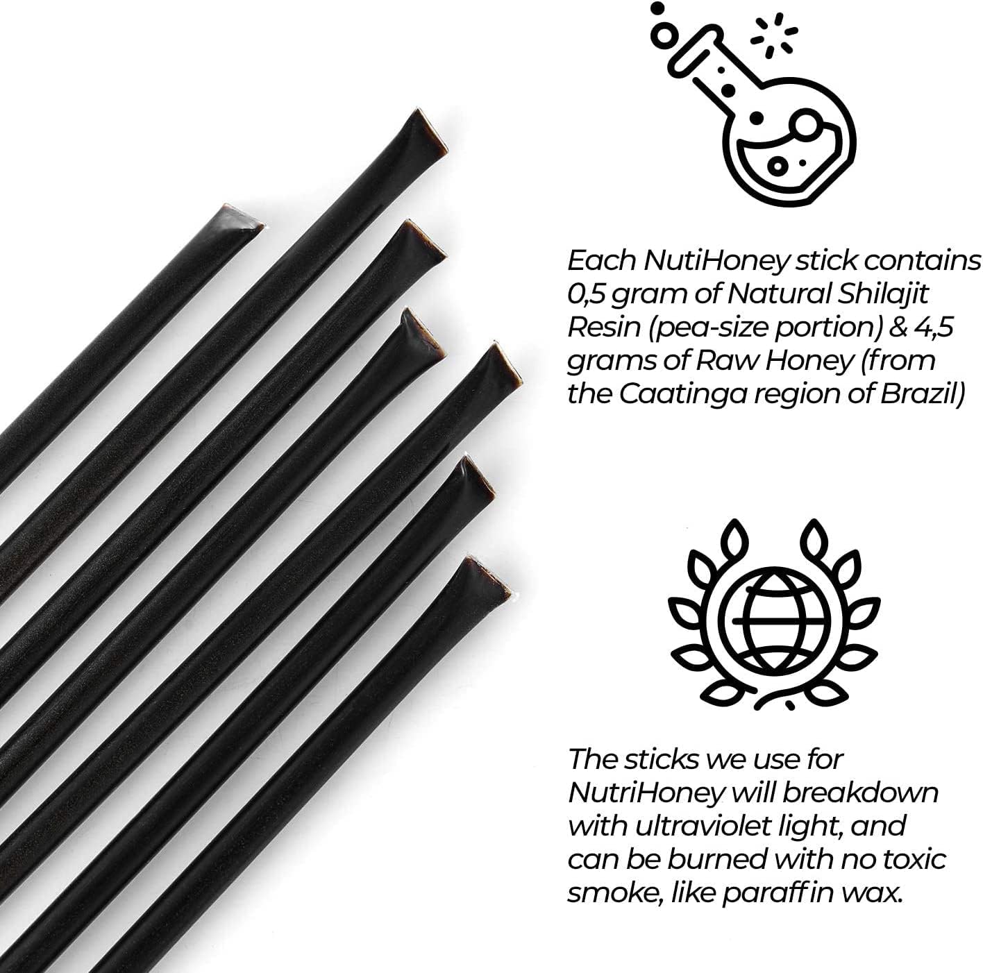 Organic Shilajit Honey Sticks - Raw Honey Infused with Shilajit Resin, Fulvic Acid & Trace Minerals for Energy, Immunity & Vitality - 30 Sticks