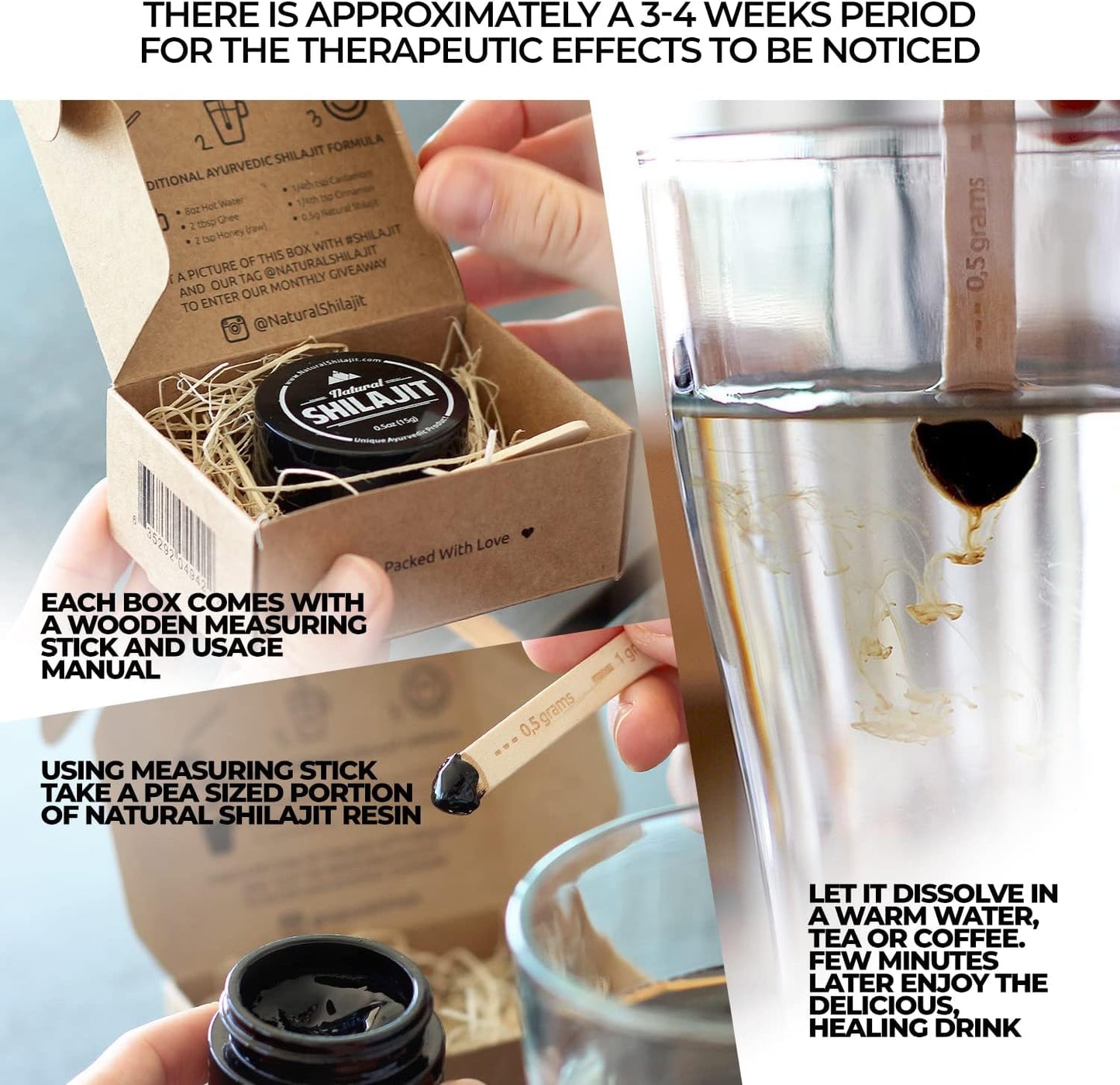 Organic Shilajit Resin Supplement - 20g with Fulvic Acid & Trace Minerals - 30 Count Shilajit Honey Sticks