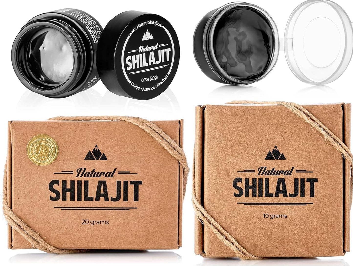 Organic Shilajit Resin Supplement with Fulvic Acid and Trace Minerals - Plant-Based Energy Boost and Immune Support - Available in 20g and 10g Sizes