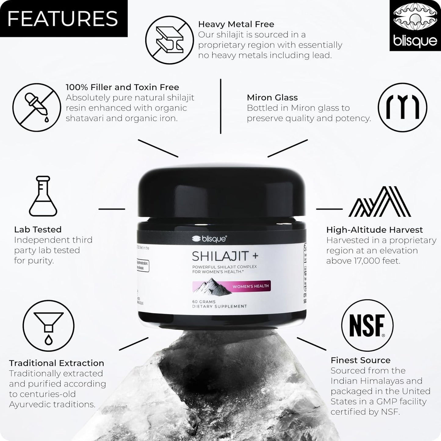 Organic Shilajit Resin Supplement with Shatavari and Iron for Women's Health - 60 Grams