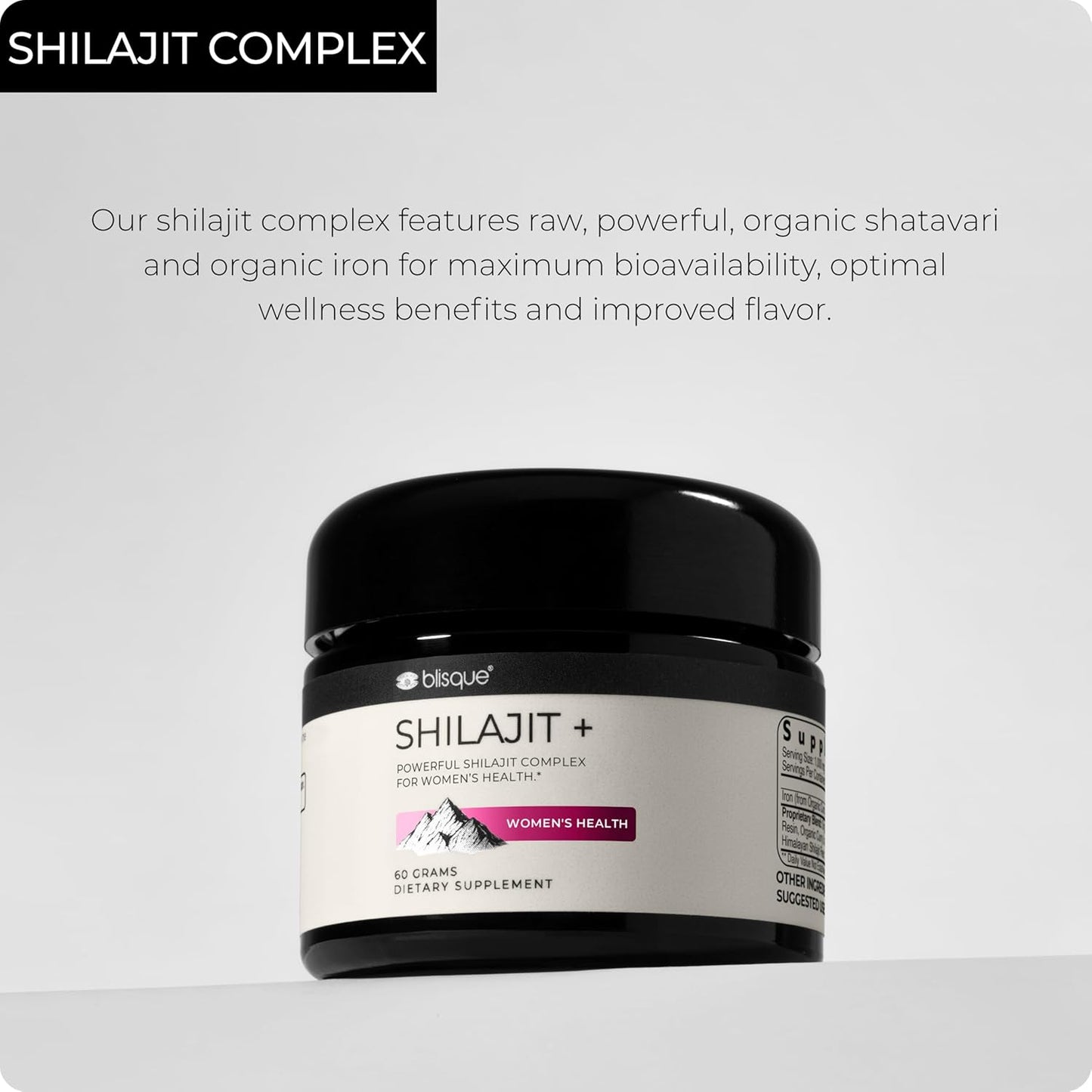 Organic Shilajit Resin Supplement with Shatavari and Iron for Women's Health - 60 Grams