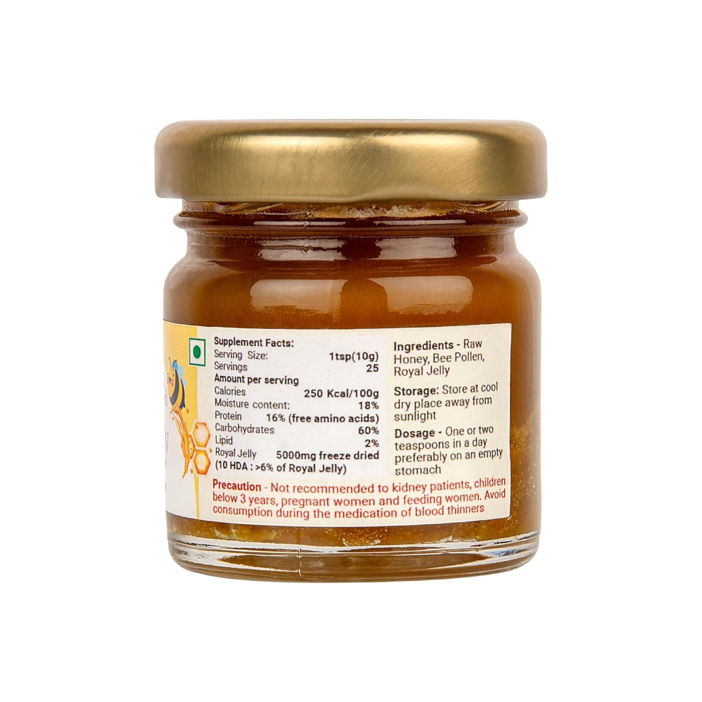 Organic Shiva Honey with Bee Pollen & Royal Jelly Infusion - Premium Raw Source for Holistic Wellness (50g)