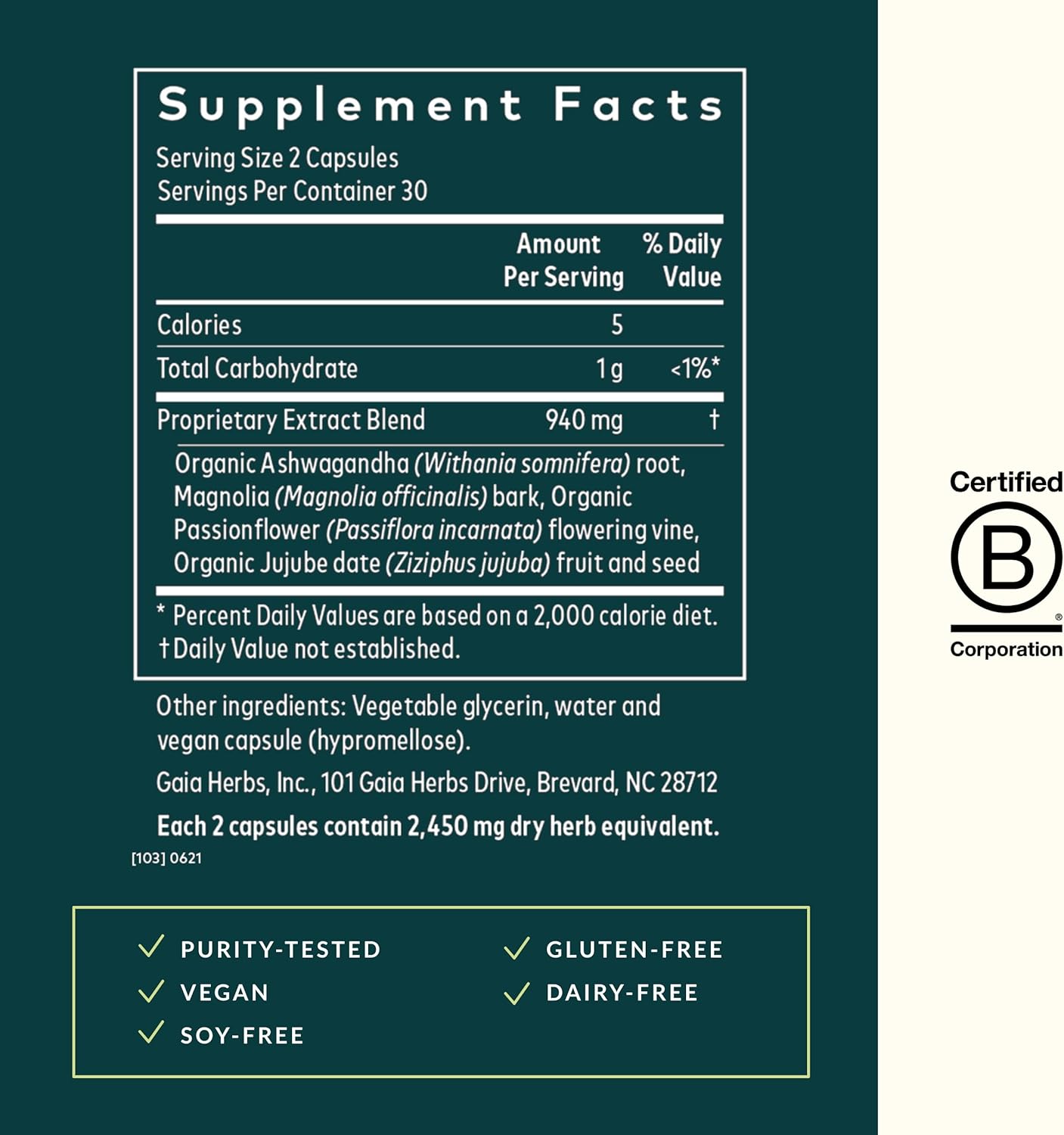 Organic Sleep Support Supplement with Ashwagandha, Magnolia Bark, Passionflower, and Jujube - 60 Vegan Capsules