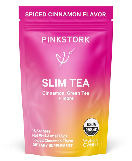 Organic Slim Tea with Dandelion Root, Green Tea, Ginger, and Hibiscus for Detox, Bloating Relief, Metabolism Support, and Energy - 15 Sachets