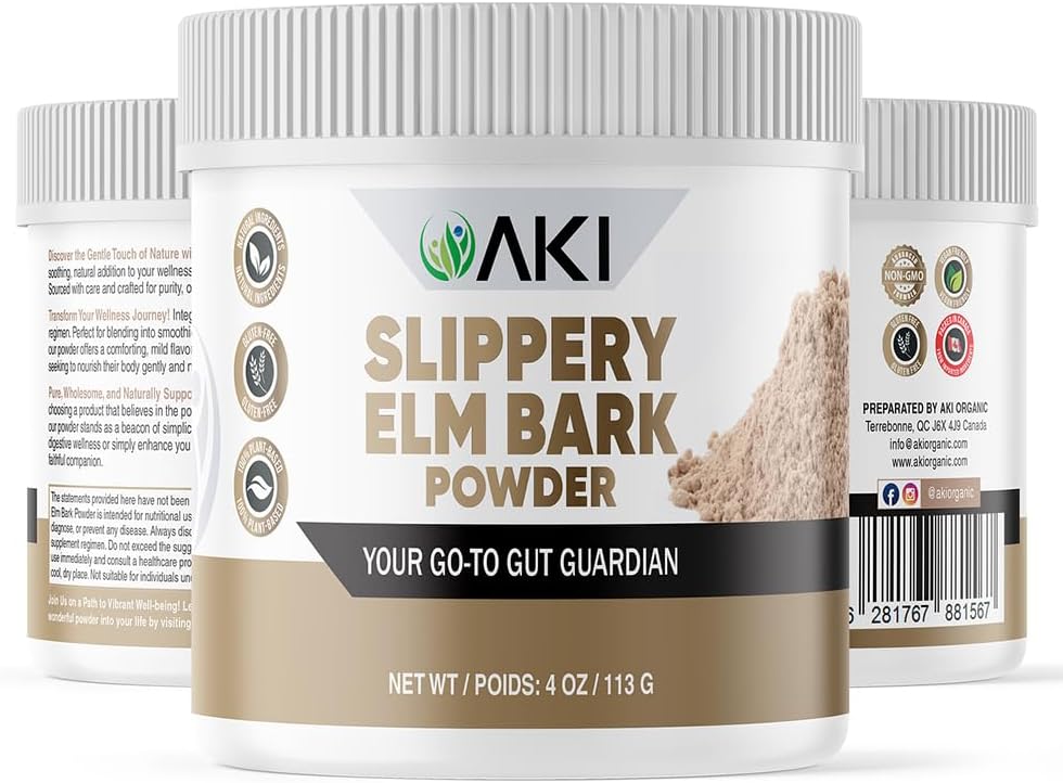 Organic Slippery Elm Bark Powder - Plant-Based Protein for Digestive & Throat Health - Vegan, Gluten-Free, Non-GMO (4oz)