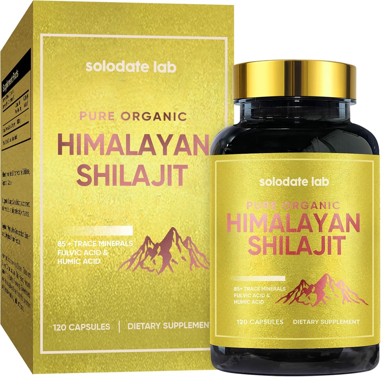 Organic Solodate Lab Shilajit Capsules with 85+ Trace Minerals for Energy and Immune Support for Men and Women