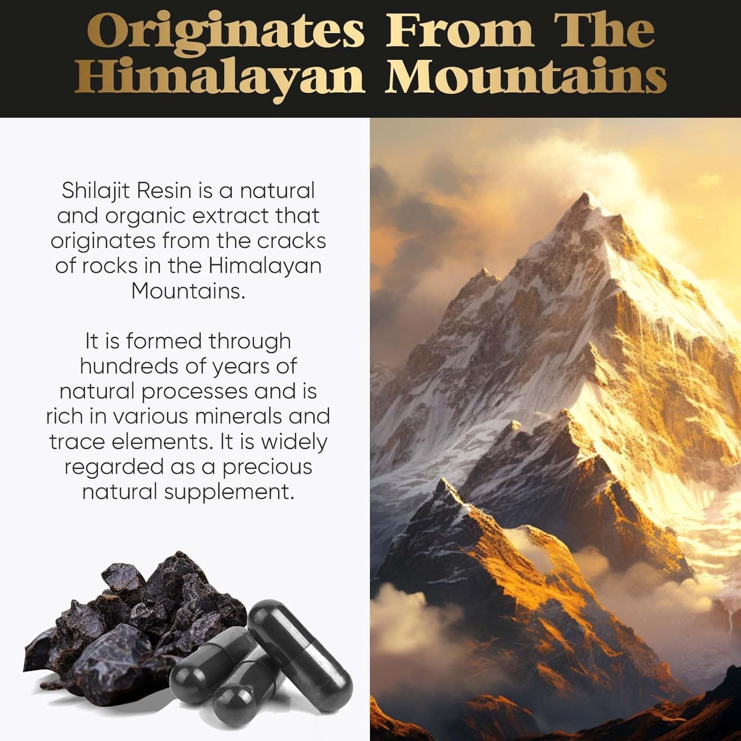 Organic Solodate Lab Shilajit Capsules with 85+ Trace Minerals for Energy and Immune Support for Men and Women