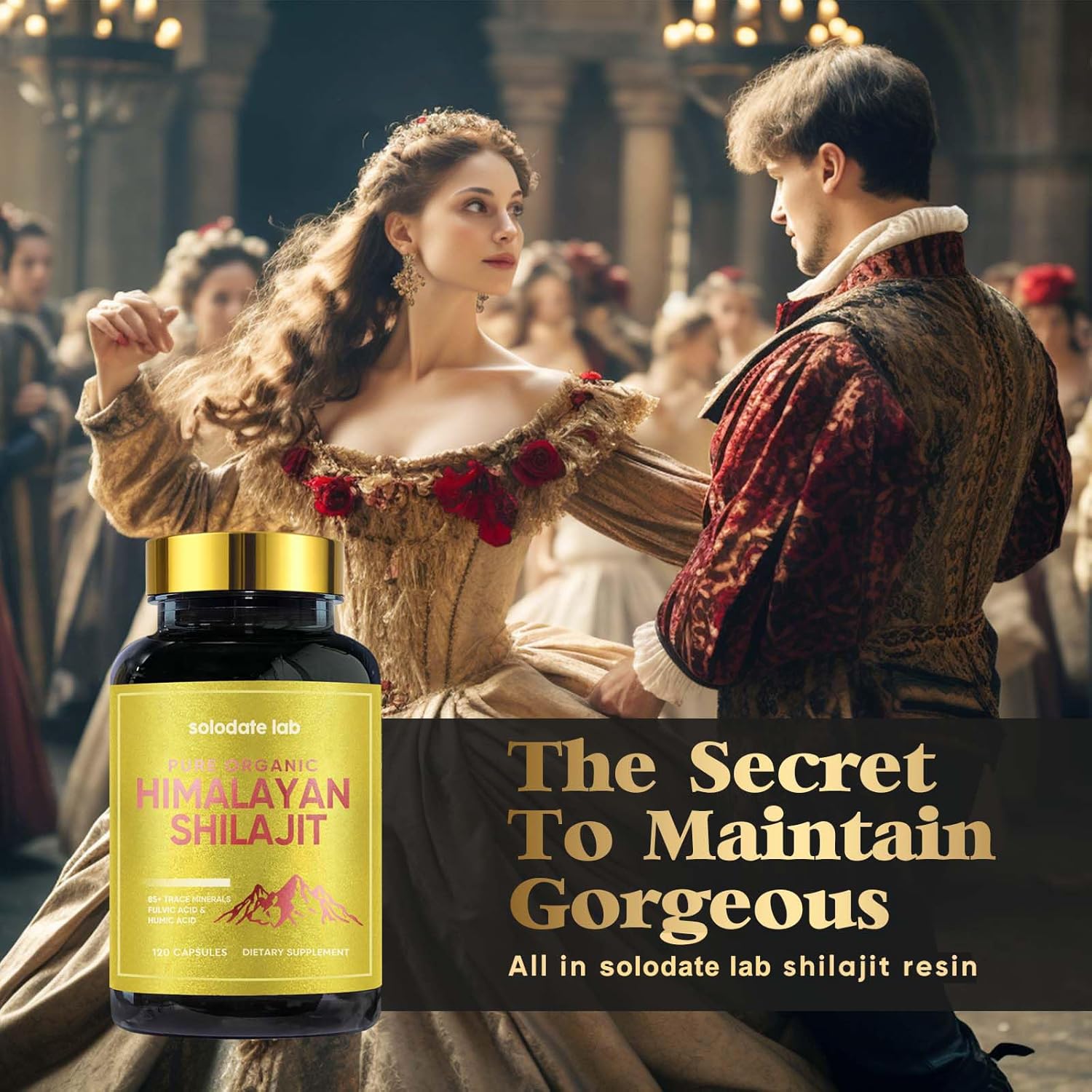 Organic Solodate Lab Shilajit Capsules with 85+ Trace Minerals for Energy and Immune Support for Men and Women