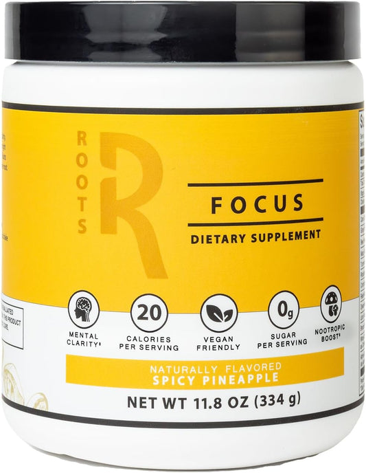 Organic Spicy Pineapple Nootropic Brain Supplement with Lion's Mane, Cordyceps, Reishi Mushrooms & Caffeine - 50 Servings