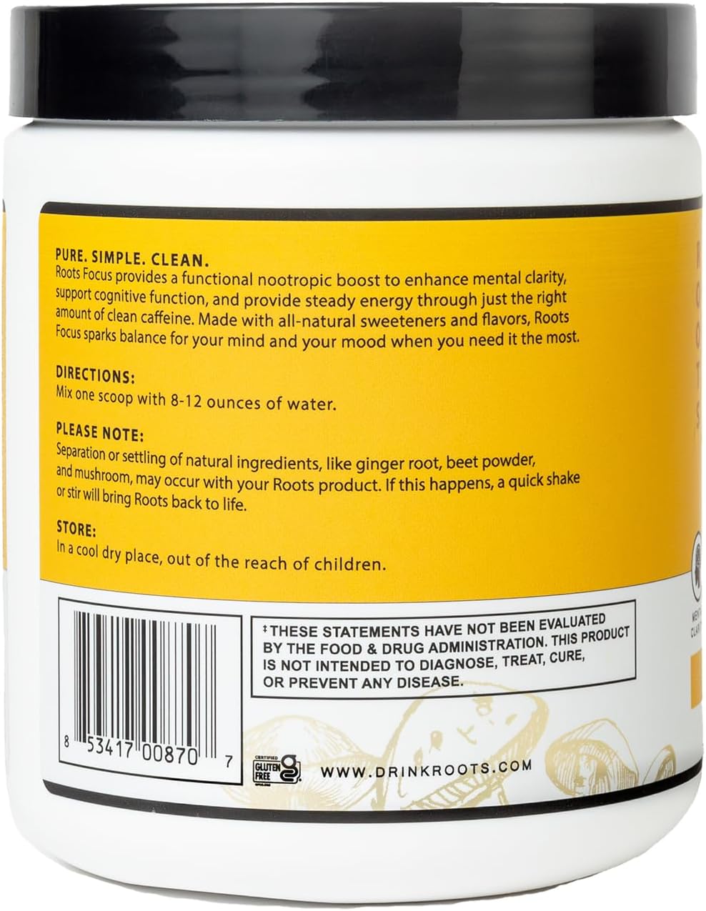 Organic Spicy Pineapple Nootropic Brain Supplement with Lion's Mane, Cordyceps, Reishi Mushrooms & Caffeine - 50 Servings