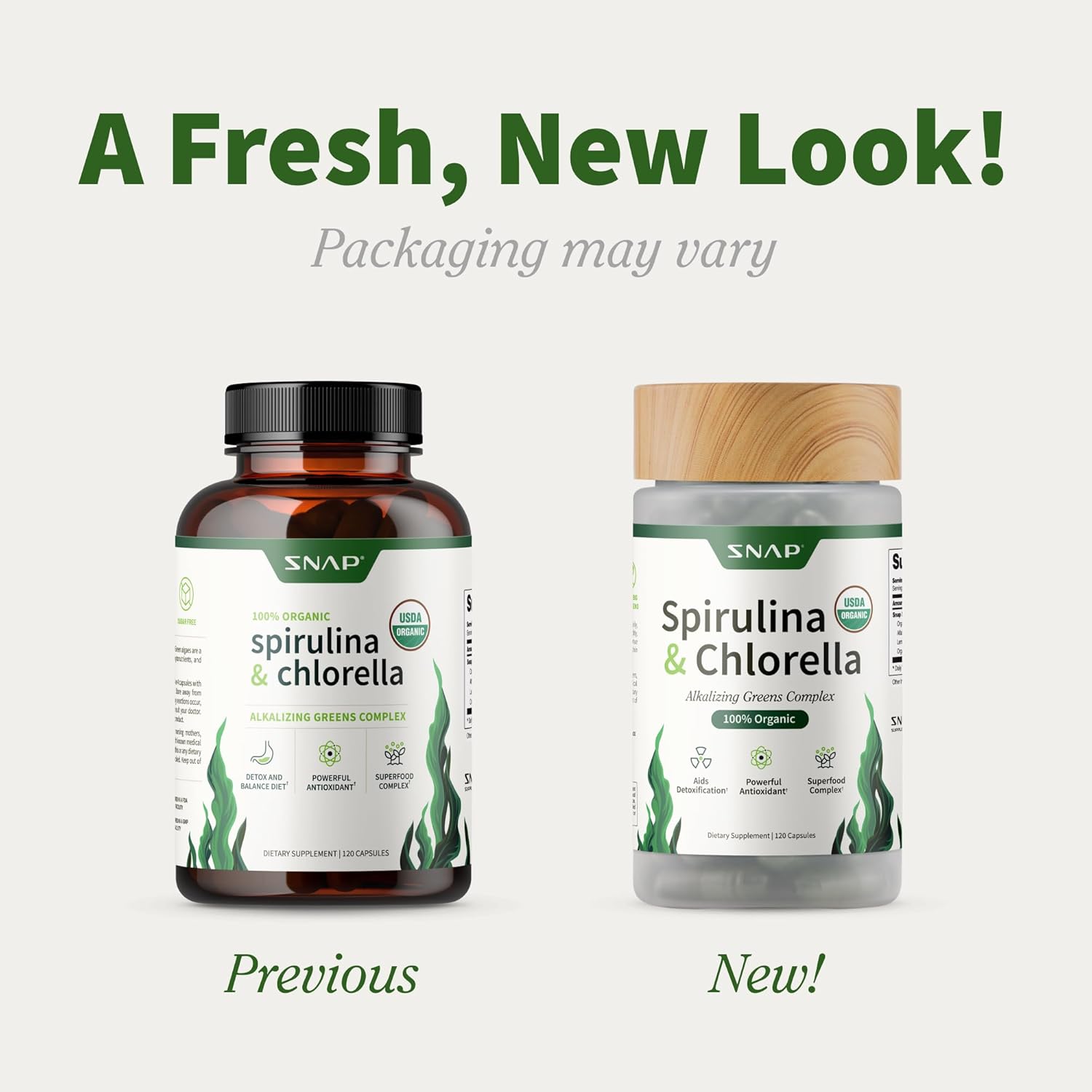 Organic Spirulina Chlorella Capsules - Natural Energy & Metabolic Health Boost, 120 Capsules