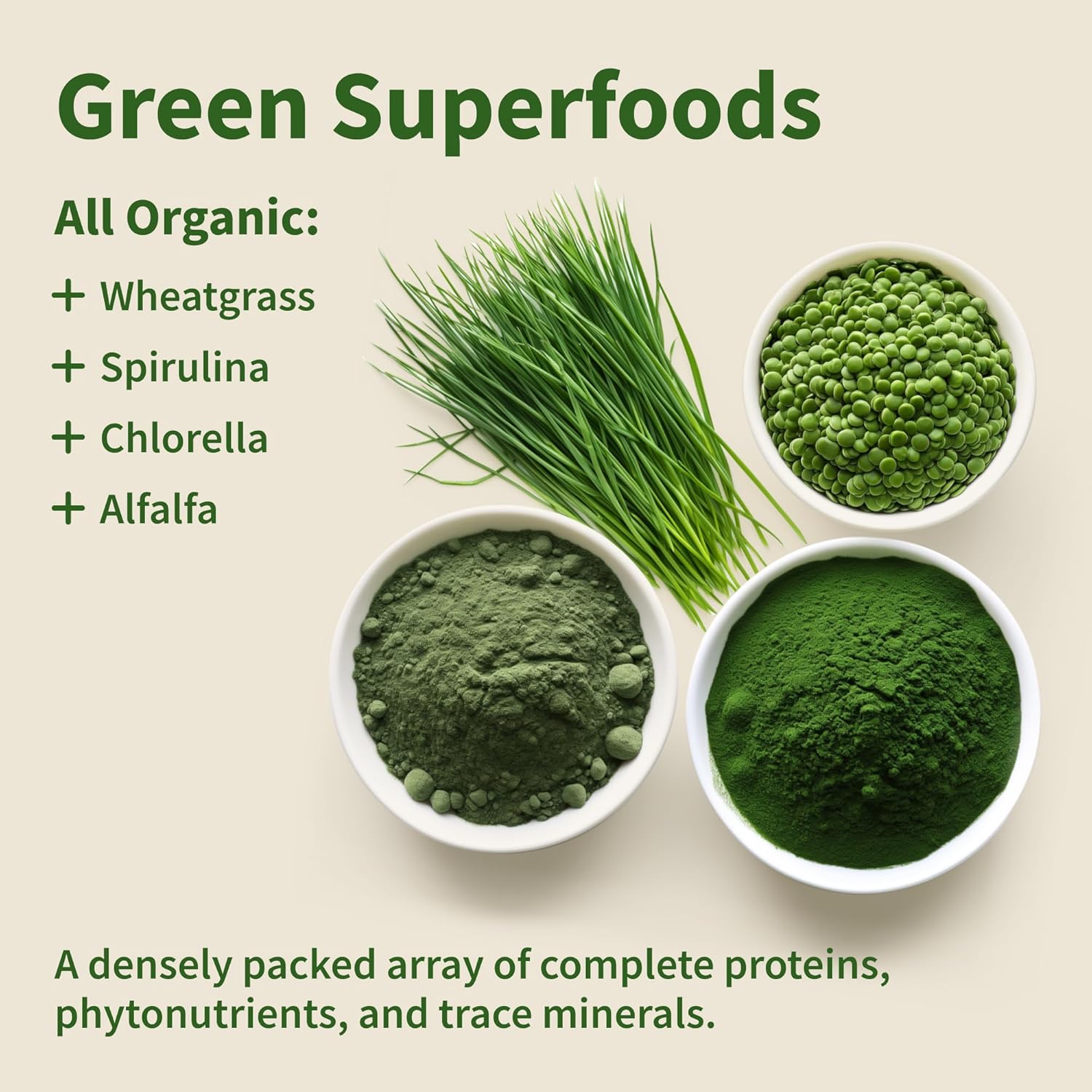 Organic Spirulina Chlorella Capsules - Natural Energy & Metabolic Health Boost, 120 Capsules