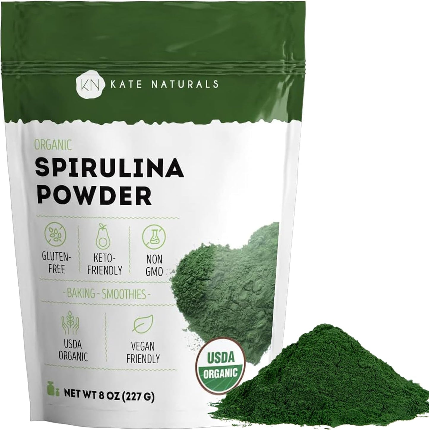 Organic Spirulina Powder - Immune Support & Antioxidants - Nutrient-Dense Superfood (8 oz, USDA Certified, Non-GMO, Gluten-Free)