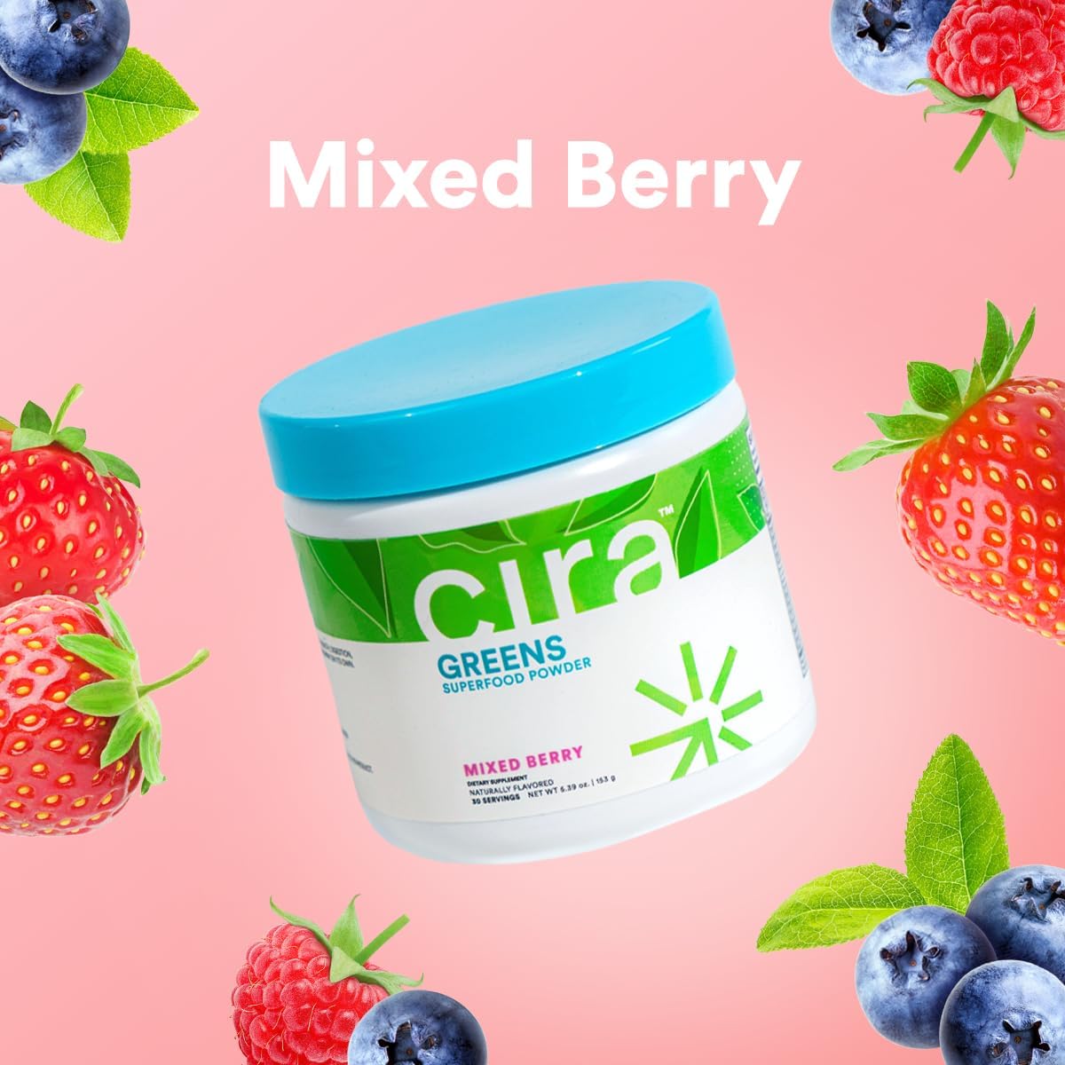 Organic Spirulina Superfood Powder with Antioxidant-Rich Ingredients for Digestion & Energy - Mixed Berry, 30 Servings