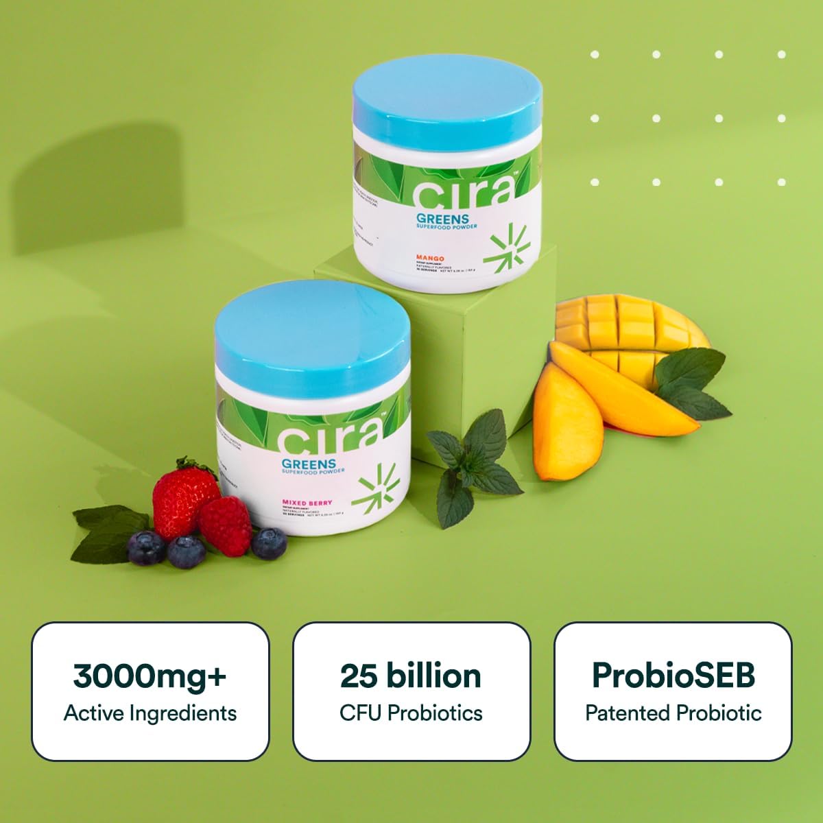 Organic Spirulina Superfood Powder with Antioxidant-Rich Ingredients for Digestion & Energy - Mixed Berry, 30 Servings