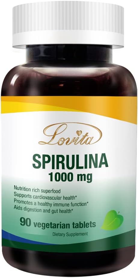 Organic Spirulina Tablets 1000mg - Natural Multivitamin Superfood, Vegan & Non-Irradiated - 90 Vegetarian Tablets