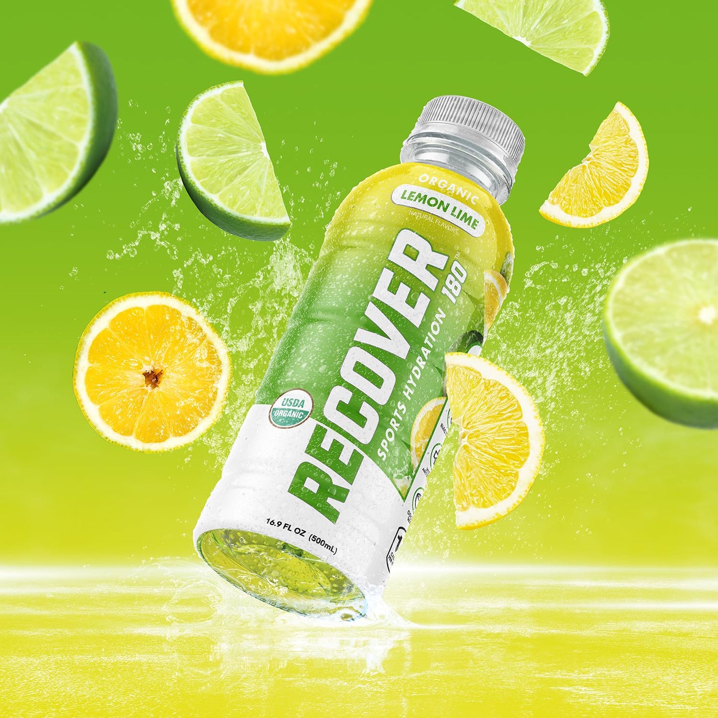 Organic Sports Hydration Drink with Electrolytes, Vitamins, No Added Sugar - 15 Calorie Beverage, Lemon Lime Flavor (16.9 Fl Oz, Pack of 12)
