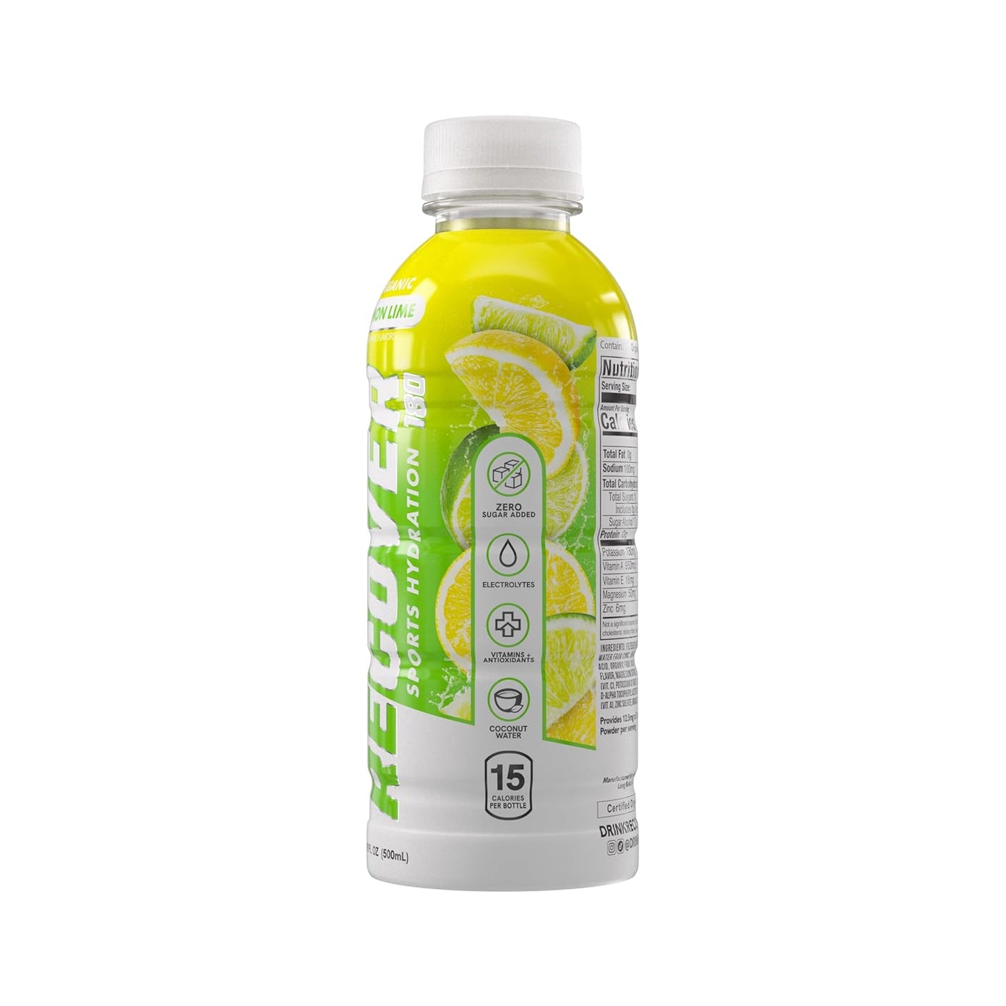 Organic Sports Hydration Drink with Electrolytes, Vitamins, No Added Sugar - 15 Calorie Beverage, Lemon Lime Flavor (16.9 Fl Oz, Pack of 12)