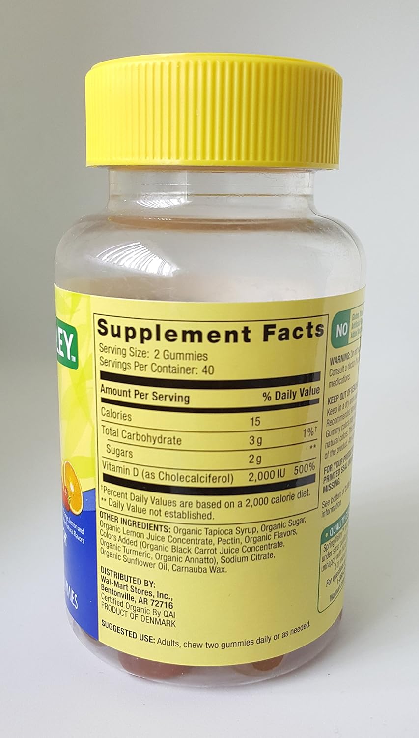 Organic Spring Valley Adult Gummy Vitamin D3 Supplement, 2000IU, 50mcg - 80 Vegetarian Gummies