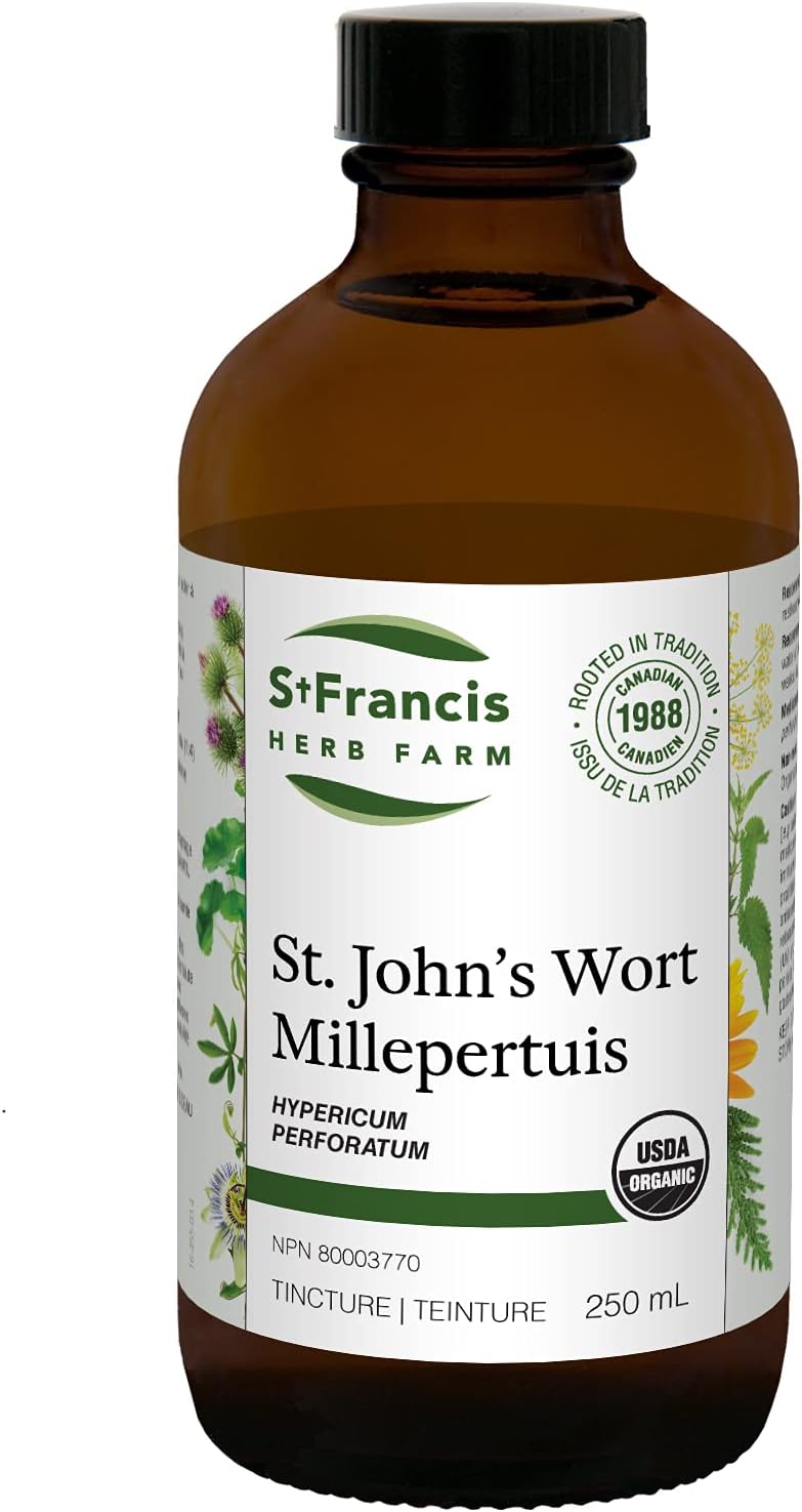 Organic St. John's Wort Herbal Tincture Liquid for Restlessness Relief | Traditional Sedative | Non-GMO | Lactose-Free | 250ml