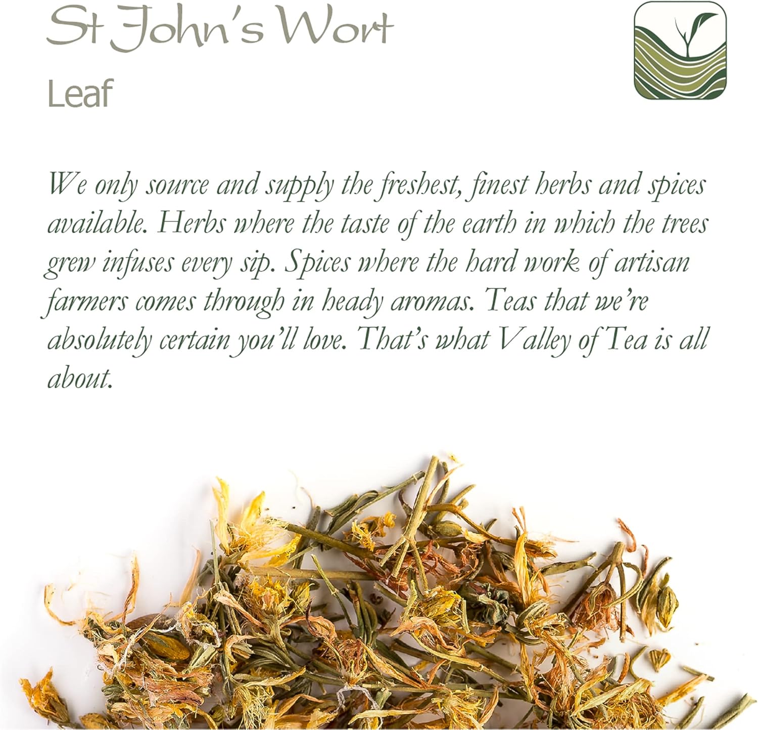 Organic St. John's Wort Tea from the Valley of Tea - Hypericum Perforatum Herbal Blend