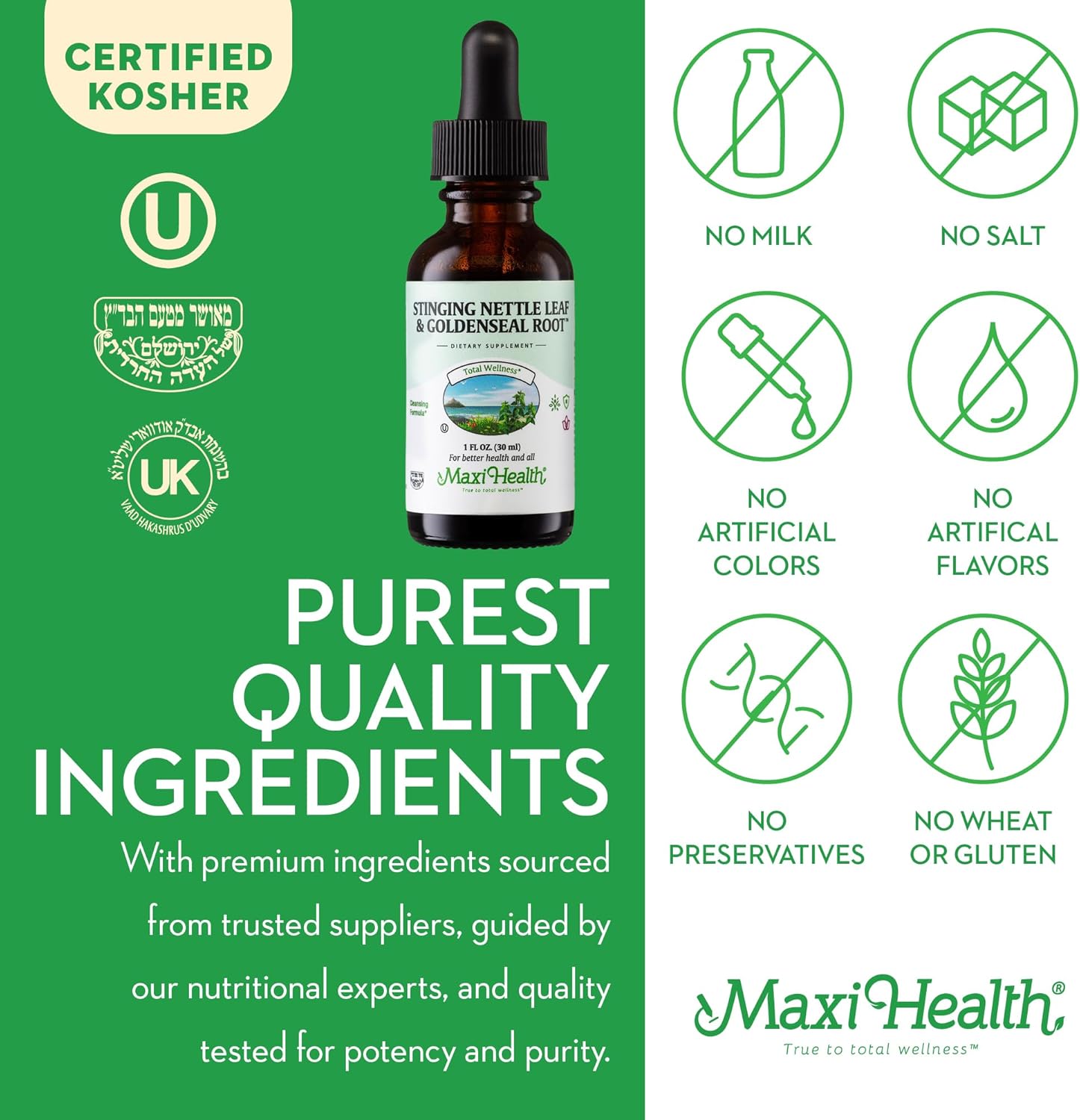 Organic Stinging Nettle and Goldenseal Root Blend - Alcohol-Free Nettle Tincture for Urinary and Kidney Support - Nettle Extract Liquid Drops 1 fl oz