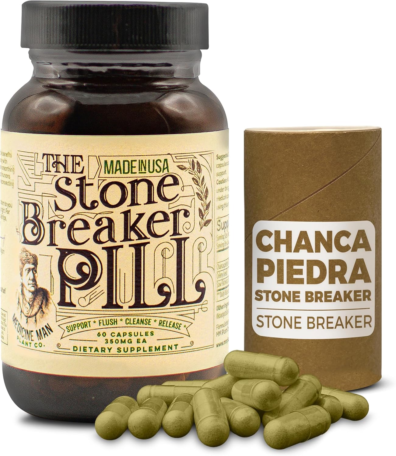 Organic Stone Breaker Pill - 60 Capsules for Kidney & Gallbladder with Chanca Piedra, Celery Seeds, Saw Palmetto - Herbal Supplement for Stones