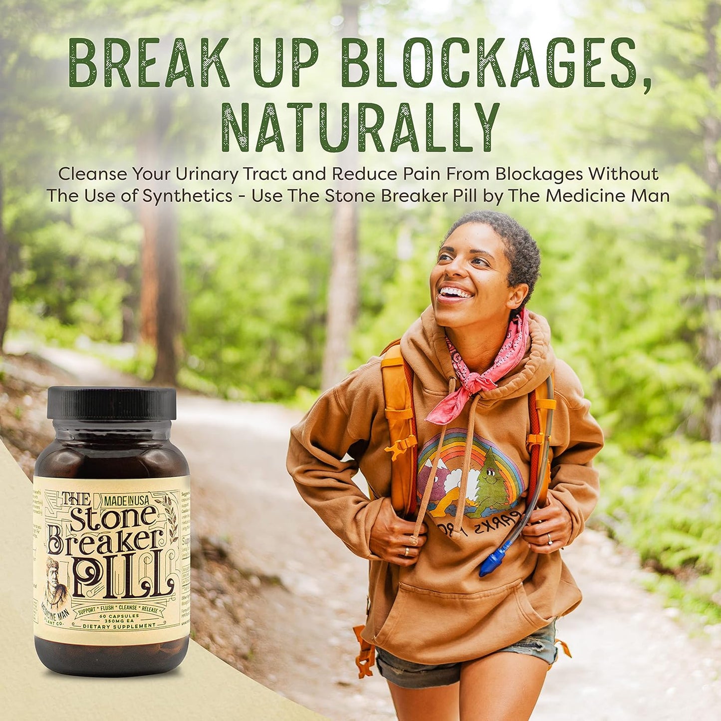 Organic Stone Breaker Pill - 60 Capsules for Kidney & Gallbladder with Chanca Piedra, Celery Seeds, Saw Palmetto - Herbal Supplement for Stones