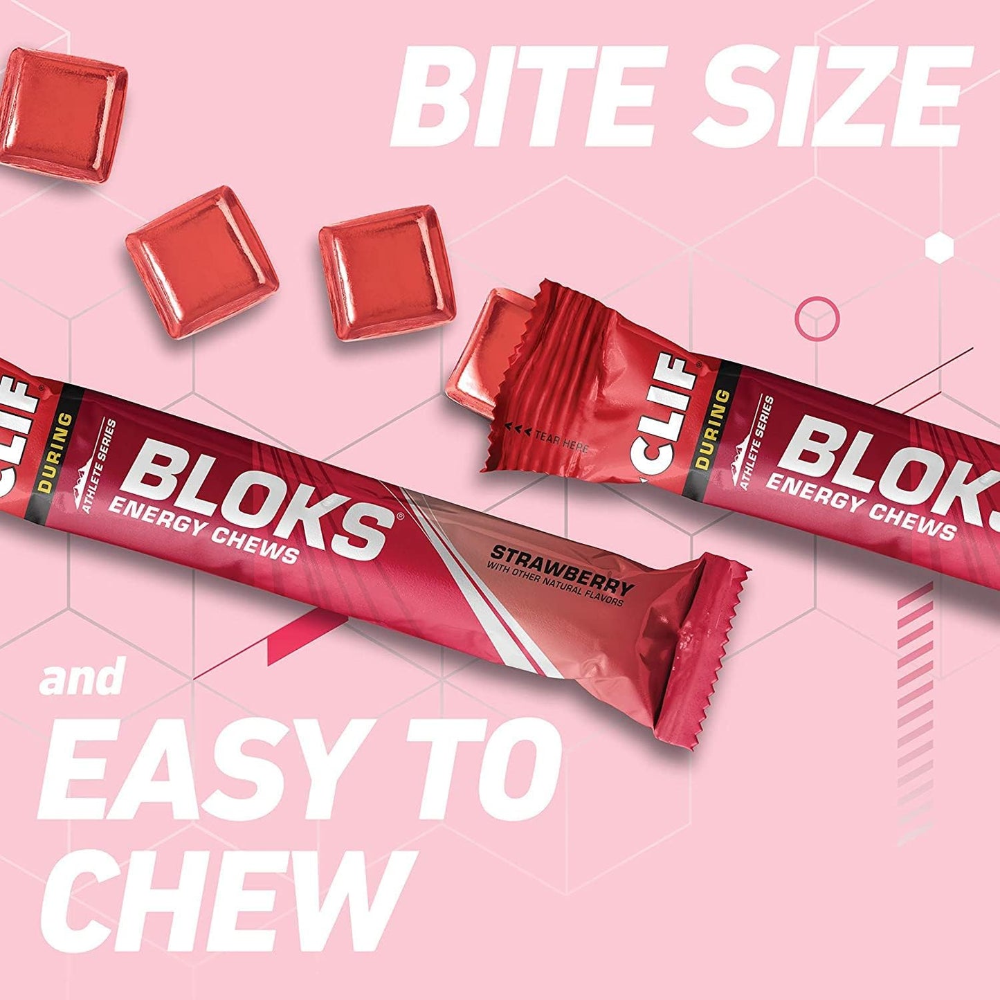 Organic Strawberry CLIF BLOKS Energy Chews for Cycling and Running - Non-GMO Plant Based Snack (6.3 Oz)