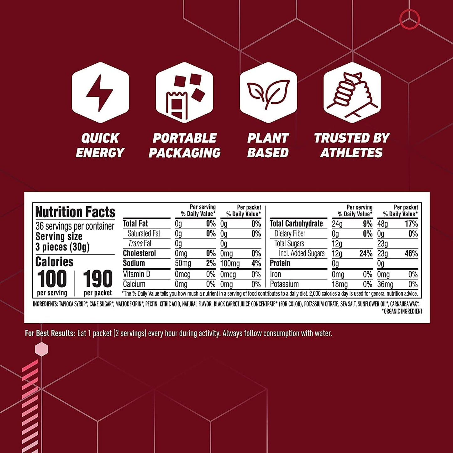 Organic Strawberry CLIF BLOKS Energy Chews for Cycling and Running - Non-GMO Plant Based Snack (6.3 Oz)