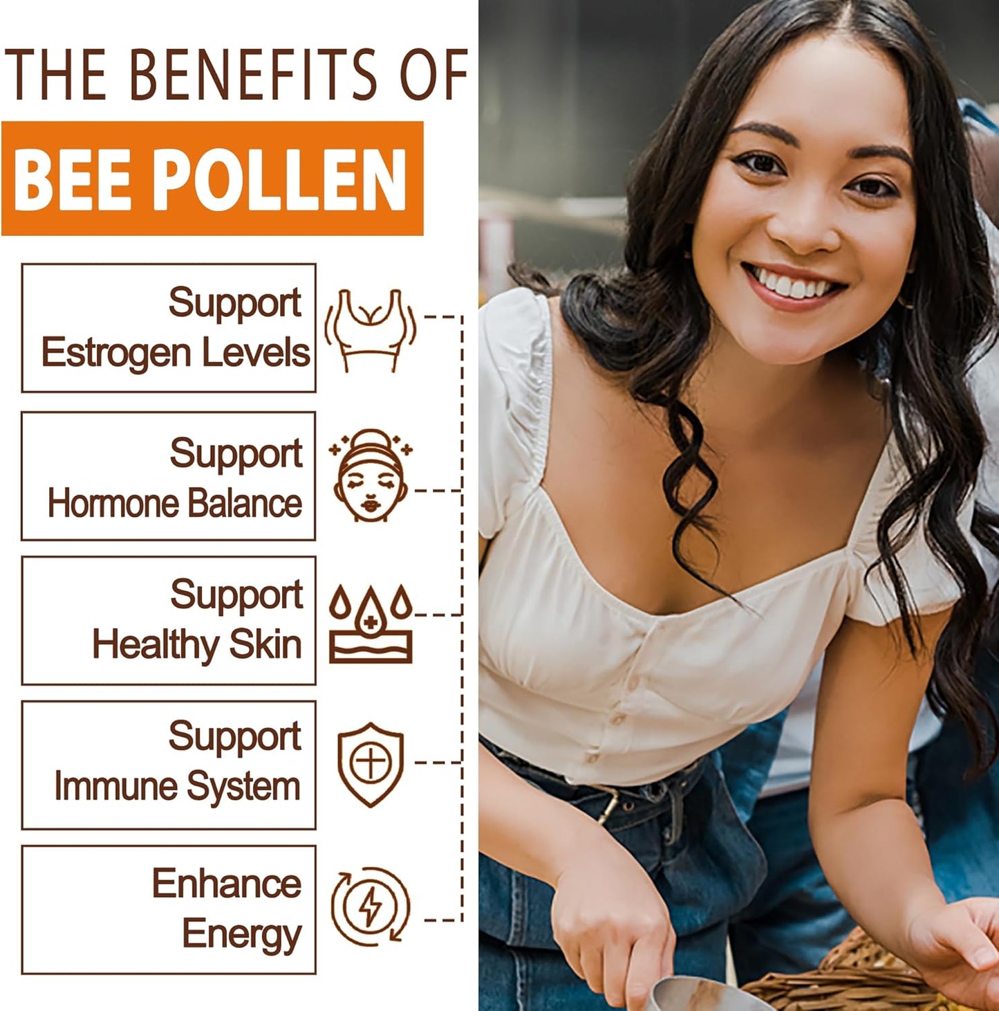 Organic Sugar-Free Bee Pollen Gummies with Propolis, Royal Jelly - 1000mg Vitamin B, Antioxidants, Amino Acids - 30 Count