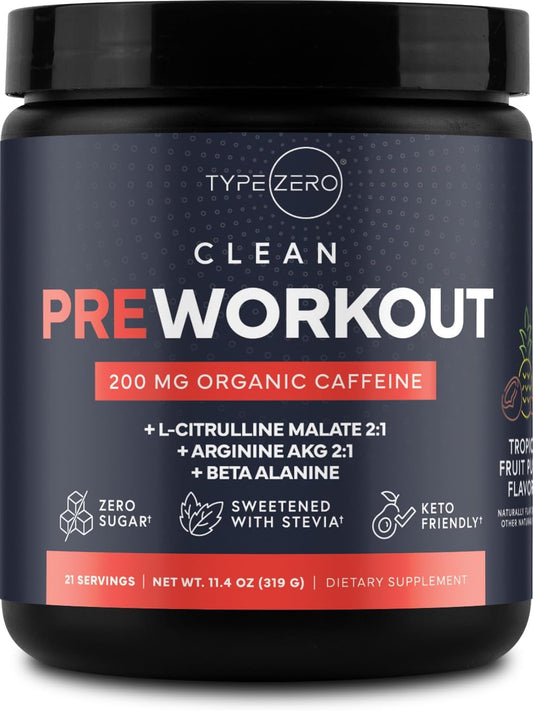 Organic Sugar-Free Pre-Workout Powder with Beet Root, L-Arginine, and L-Citrulline for Men & Women, Fruit Punch Flavor (11.3 oz)