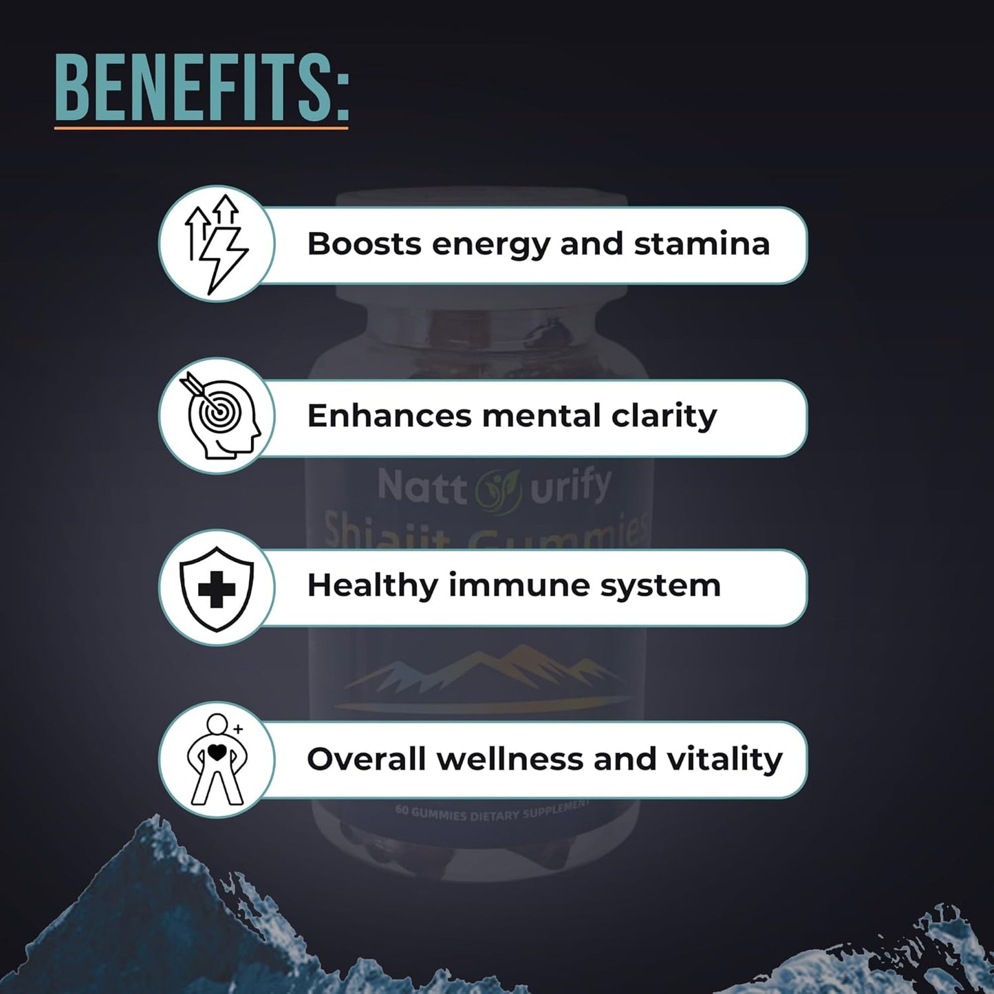 Organic Sugar-Free Shilajit Gummies - 600mg Per Serving - Daily Supplement for Adults - One-Month Supply - NATTURIFY