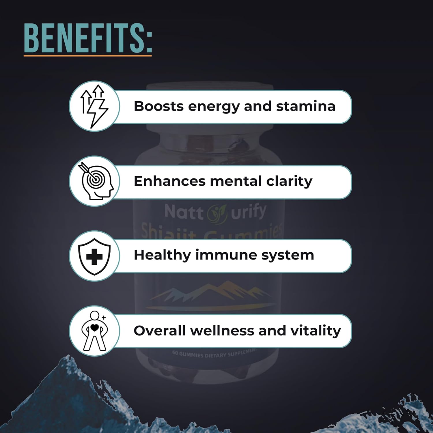 Organic Sugar-Free Shilajit Gummies - 600mg Per Serving - Daily Supplement for Adults - One-Month Supply - NATTURIFY